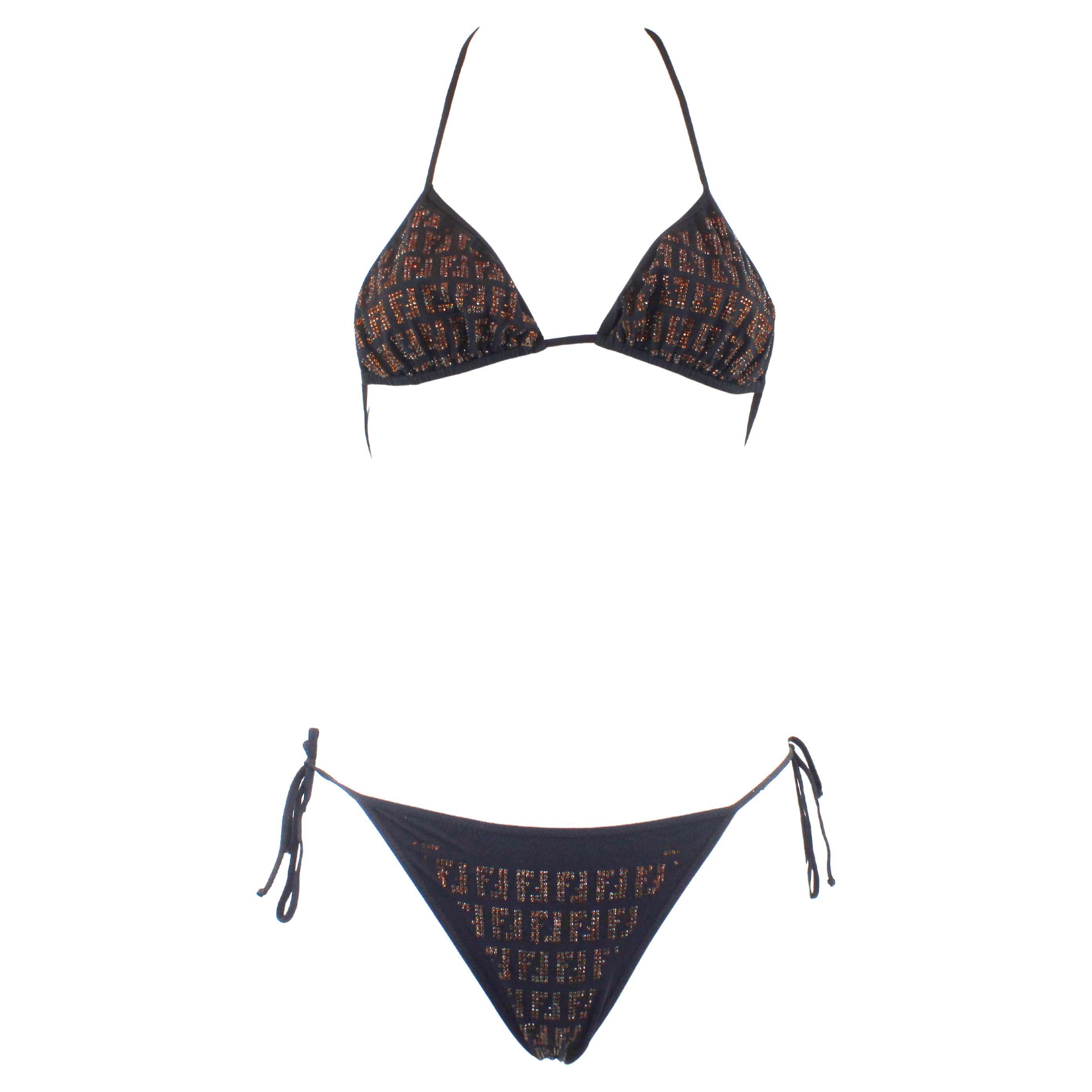 Bikini rare orné de cristaux de Fendi en vente