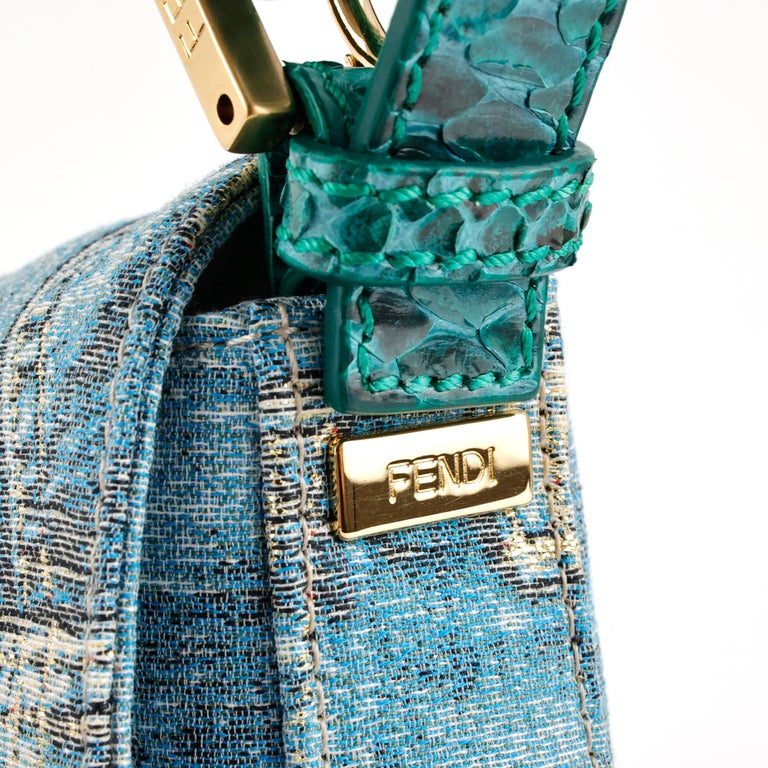 Seltene Fendi Denim Schlangenleder Baguette im Angebot bei 1stDibs