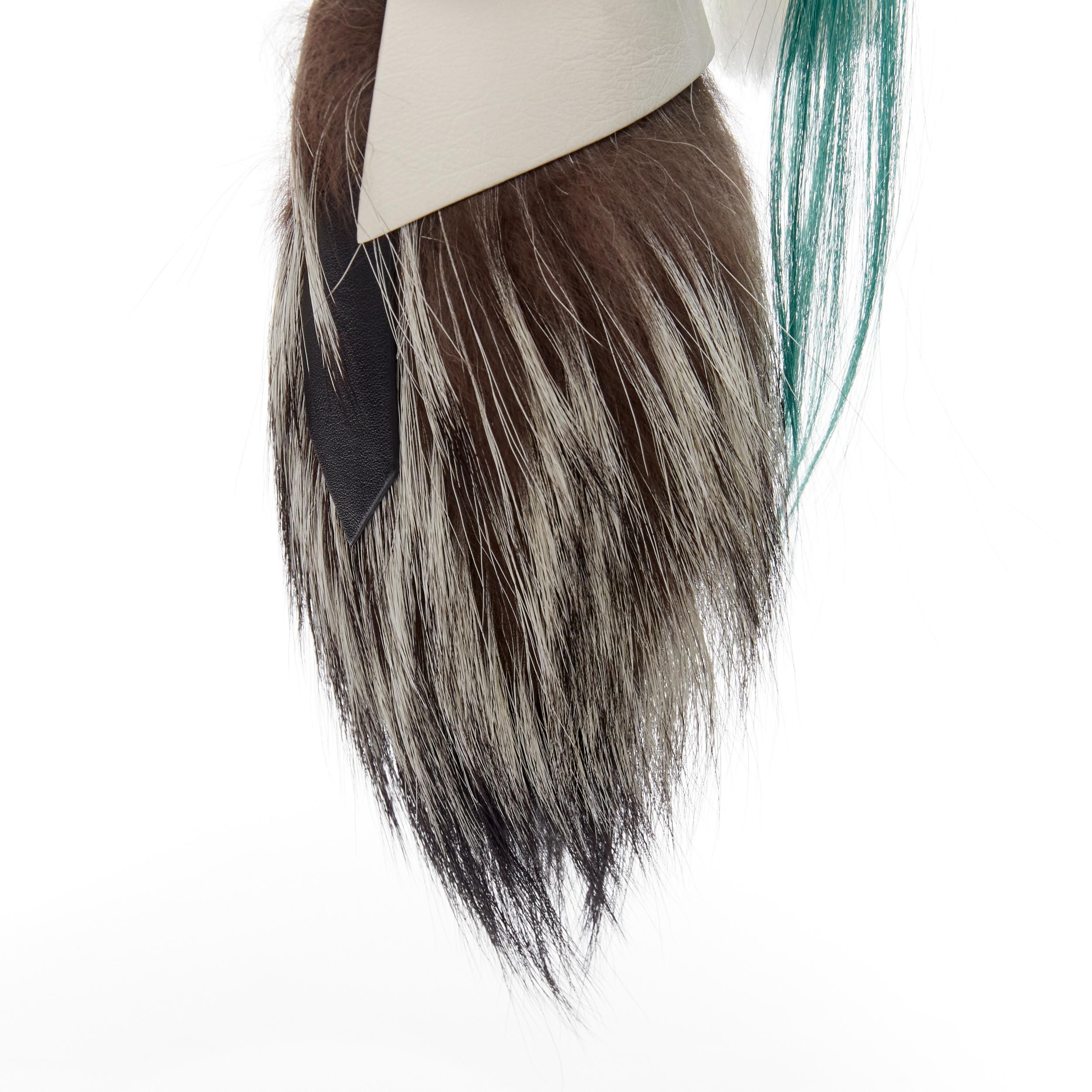 rare FENDI Karl Lagerfeld Karlito fox fur green hair leather bag bug charm For Sale 2