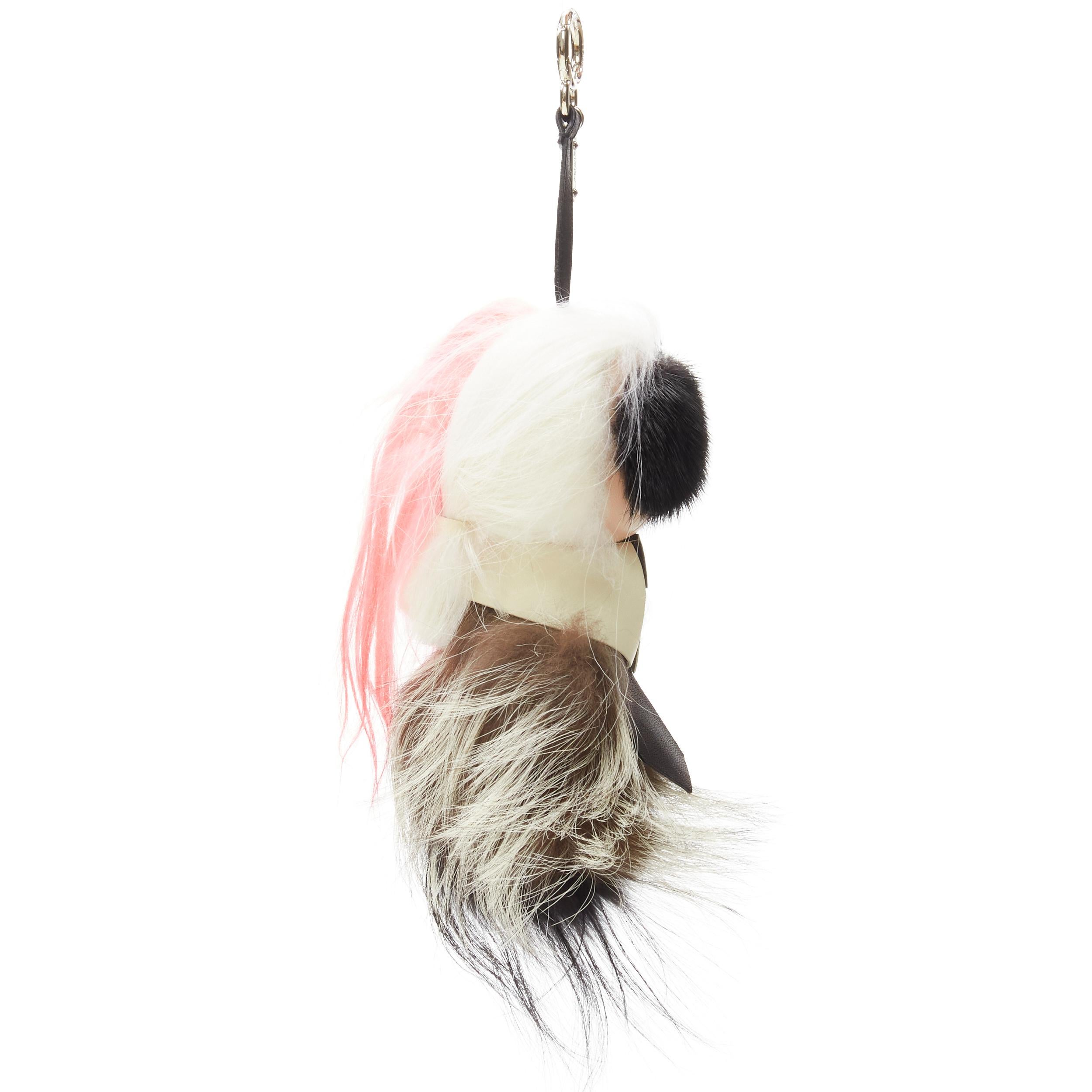 rare FENDI Karlito 2014 Large limited pink mink fox fur bag charm keyring In Excellent Condition For Sale In Hong Kong, NT