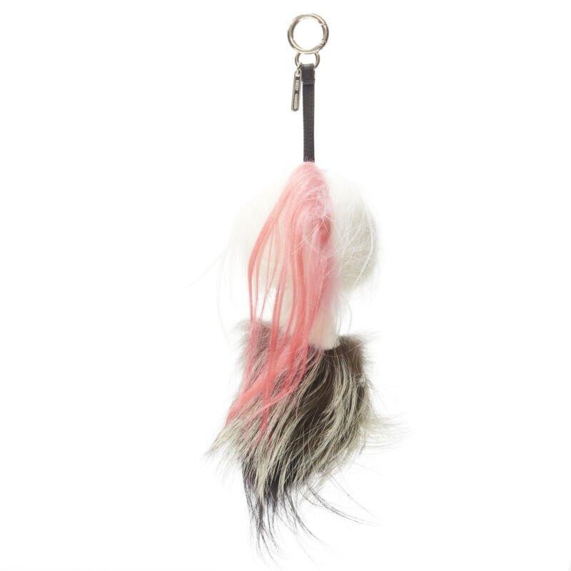 da uomo o donna raro FENDI Karlito 2014 Large limited pink mink fox fur bag charming keyring in vendita