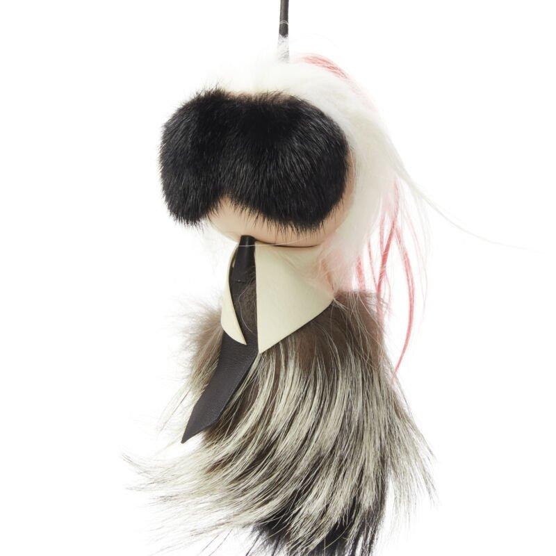 raro FENDI Karlito 2014 Large limited pink mink fox fur bag charming keyring in vendita 1