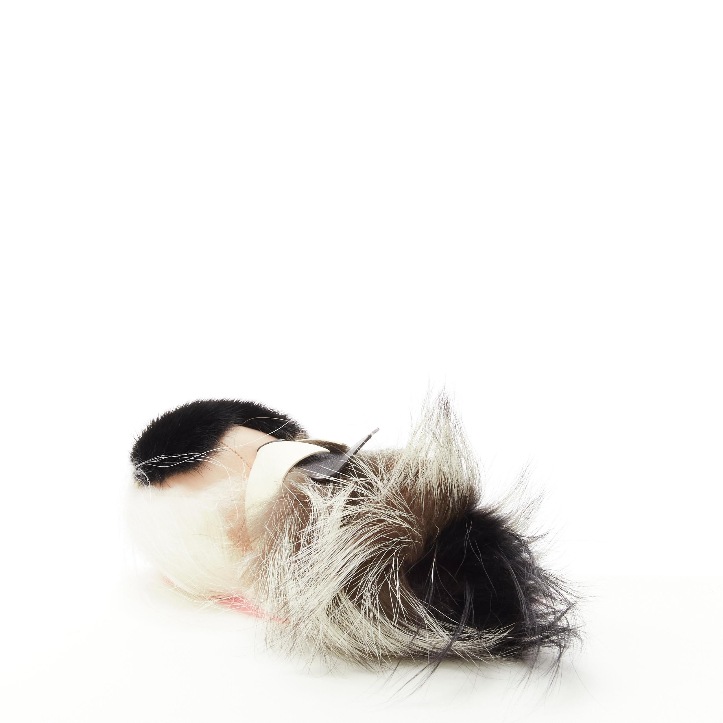 rare FENDI Karlito 2014 Large limited pink mink fox fur bag charm keyring For Sale 2