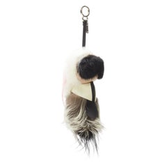 rare FENDI Karlito 2014 Large limited pink mink fox fur bag charm keyring