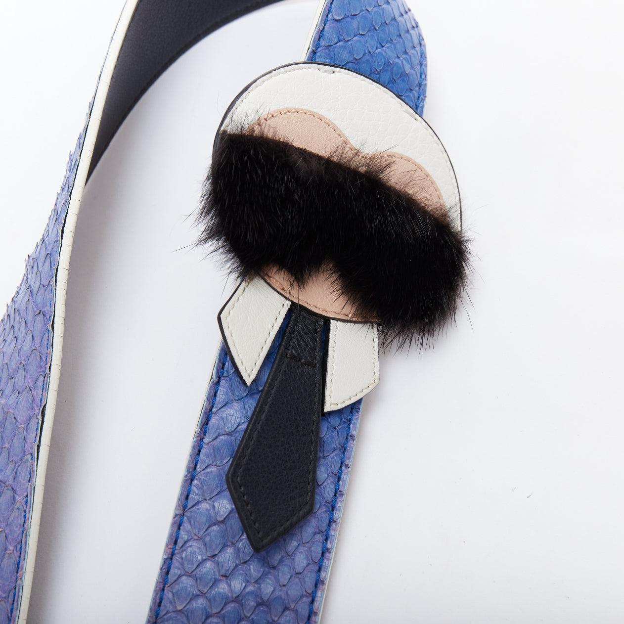 rare FENDI Karlito purple scaled leather Karl fur cartoon applique bag strap
Reference: WECN/A00072
Brand: Fendi
Designer: Karl Lagerfeld
Model: Karlito
Material: Leather, Fur
Color: Purple, Black
Pattern: Animal Print
Closure: Lobster Clasp
Lining: