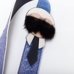 rare FENDI Karlito purple scaled leather Karl fur cartoon applique bag strap