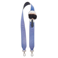 rare FENDI Karlito purple scaled leather Karl fur cartoon applique bag strap
