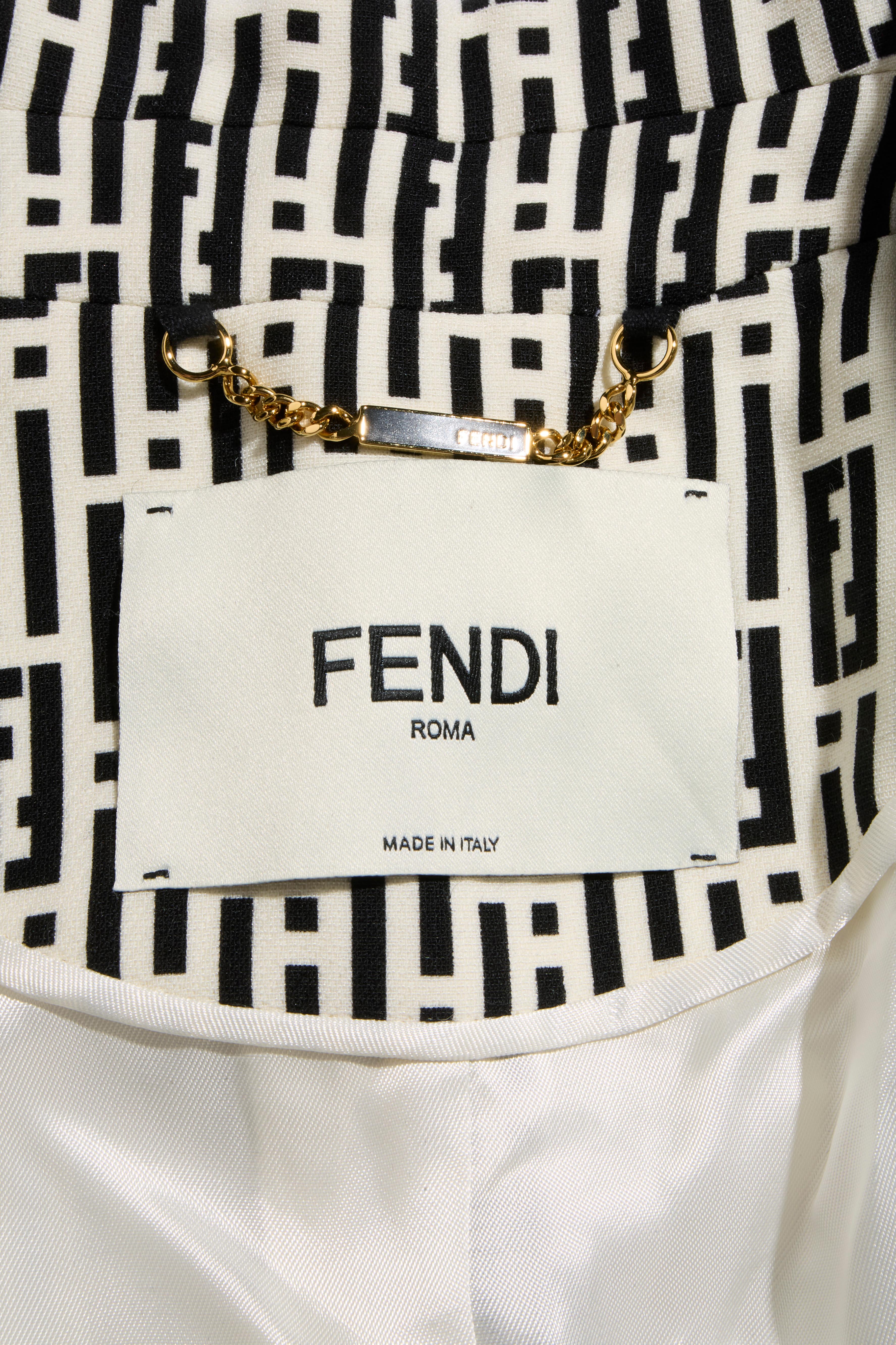 Raro set di abiti con gonna a 3 pezzi in lana e seta Monogram di Fendi in vendita 10
