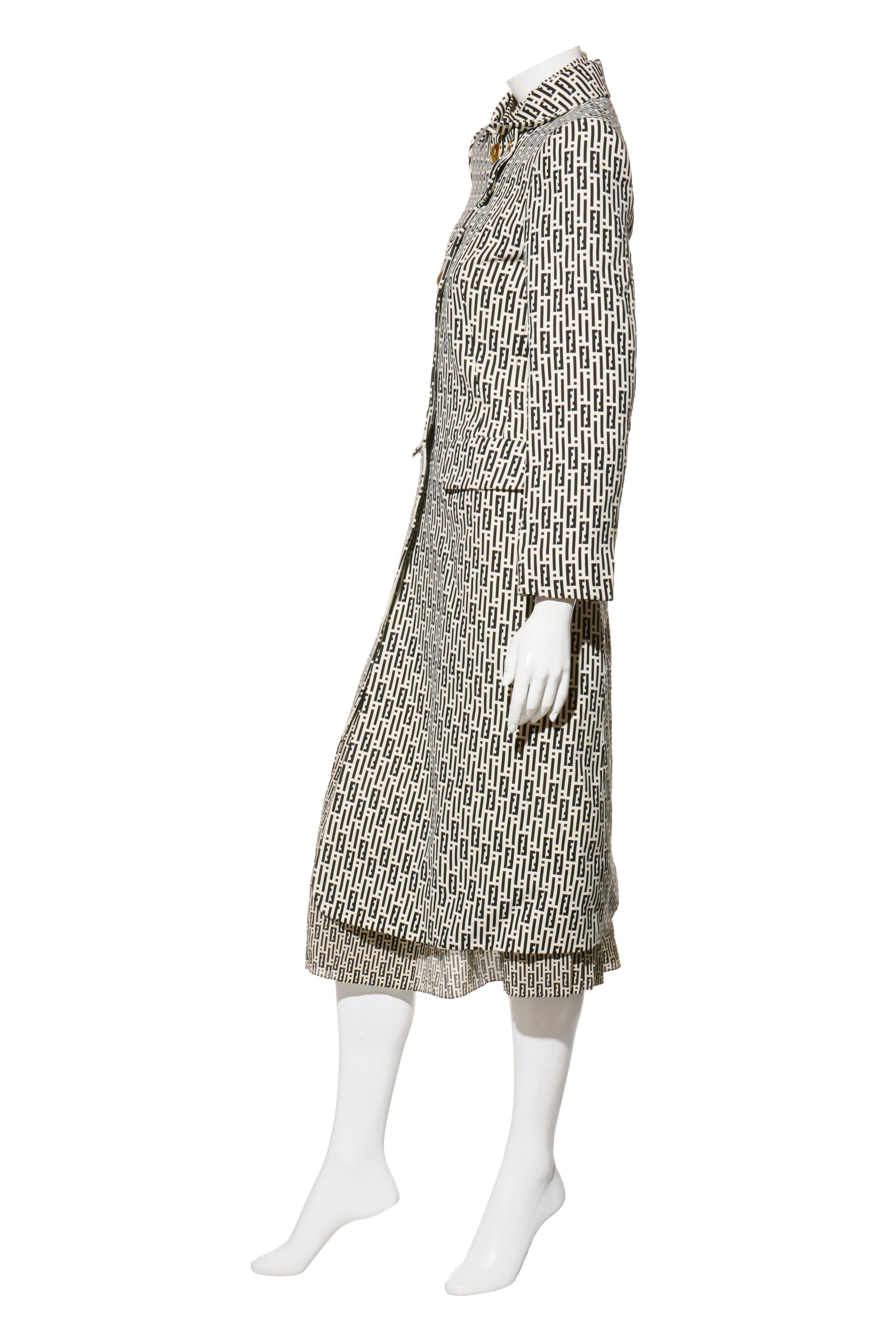 Raro set di abiti con gonna a 3 pezzi in lana e seta Monogram di Fendi In condizioni buone in vendita a Woodland Hills, CA