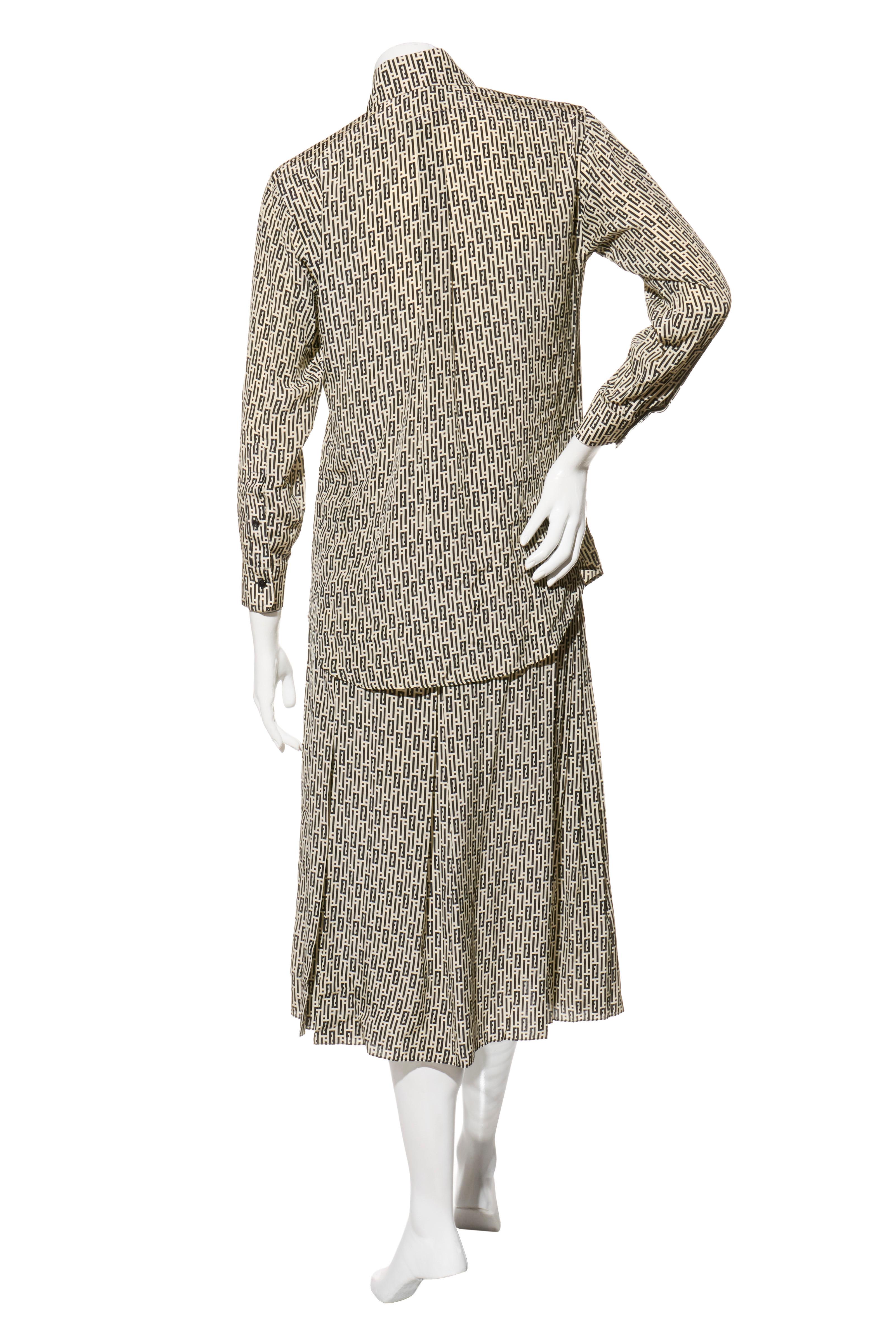 Raro set di abiti con gonna a 3 pezzi in lana e seta Monogram di Fendi in vendita 4