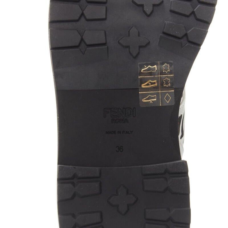 rare FENDI MR DOODLE white logo graffiti print laced combat ankle boot EU36 For Sale 6