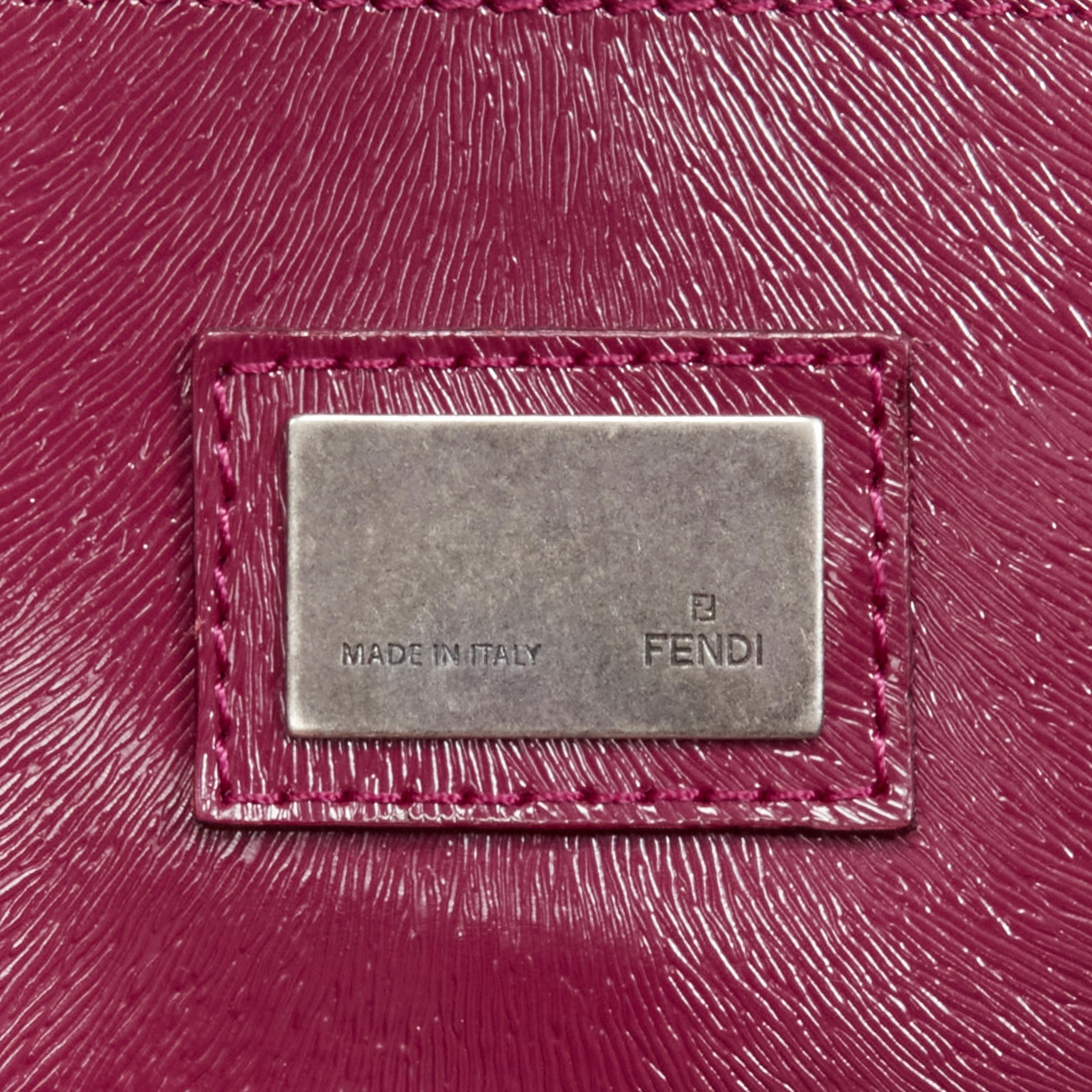 rare FENDI Peekaboo grey wool burgundy textured leather shoulder satchel bag For Sale 3