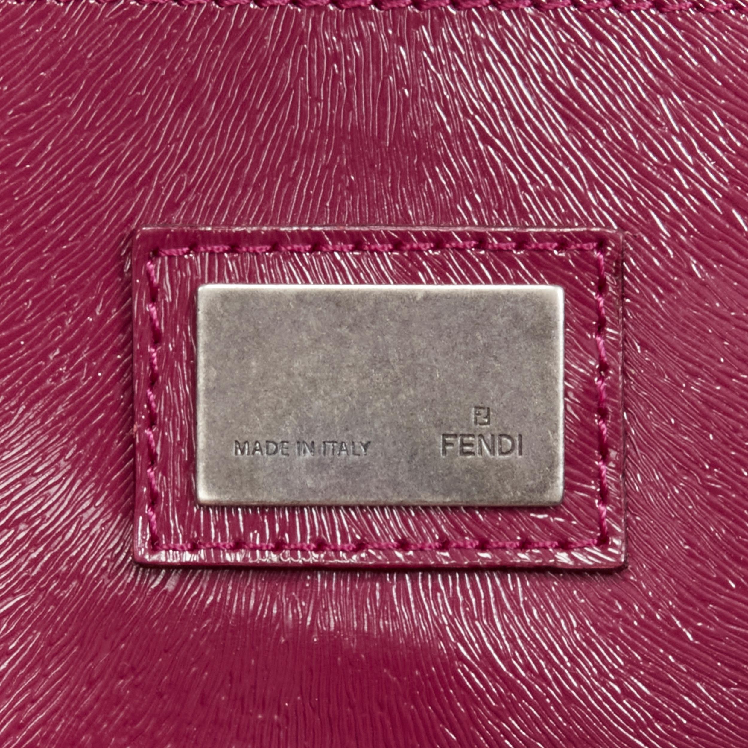 rare FENDI Peekaboo grey wool burgundy textured leather shoulder satchel bag 3