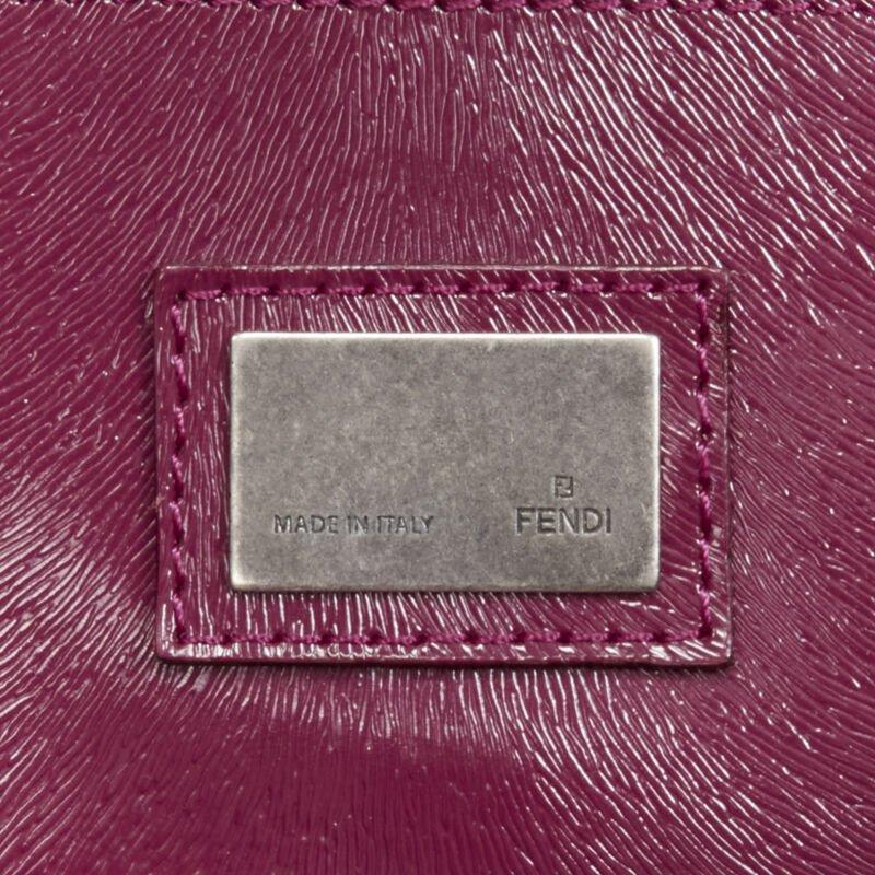 rare FENDI Peekaboo grey wool burgundy textured leather shoulder satchel bag For Sale 6