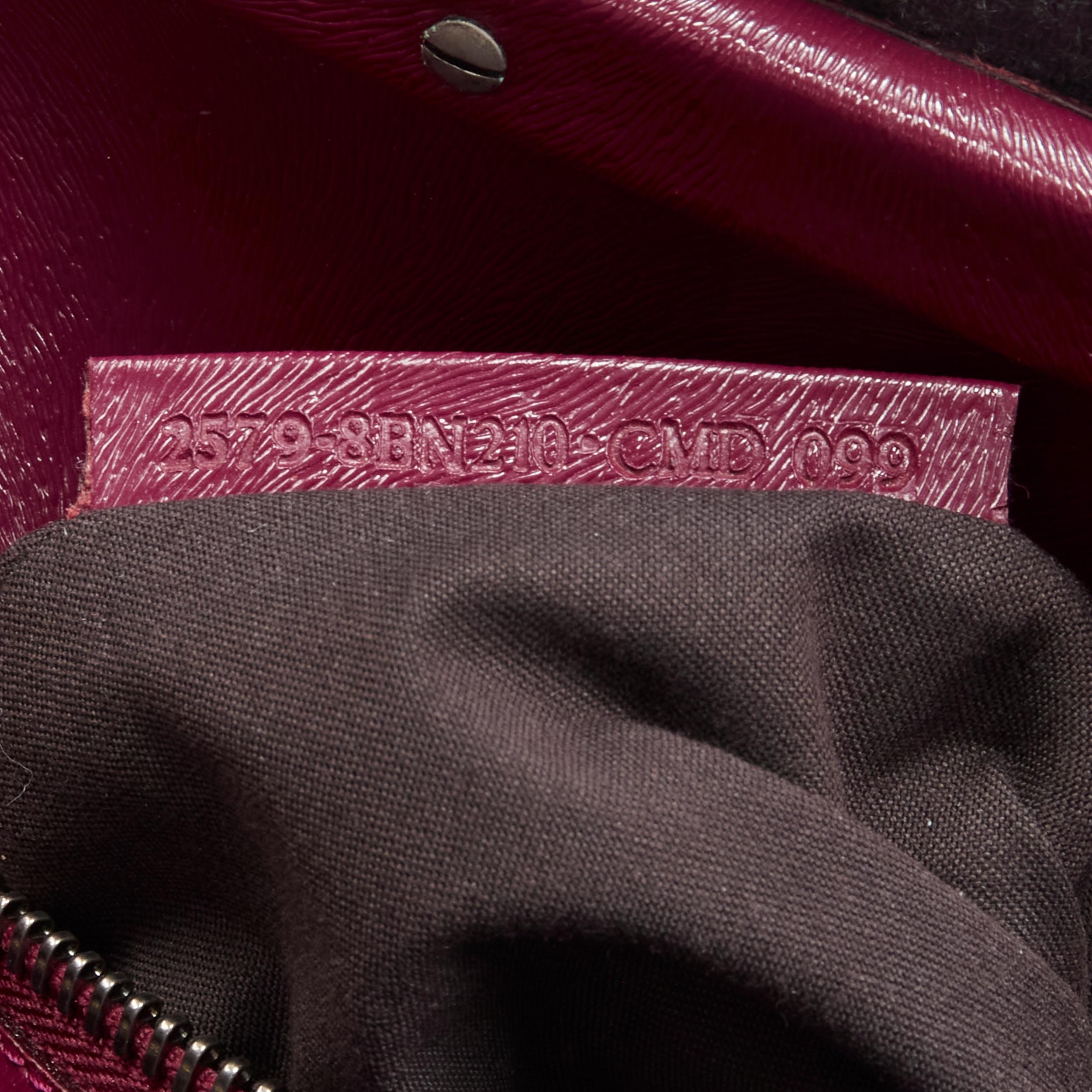 rare FENDI Peekaboo grey wool burgundy textured leather shoulder satchel bag For Sale 4