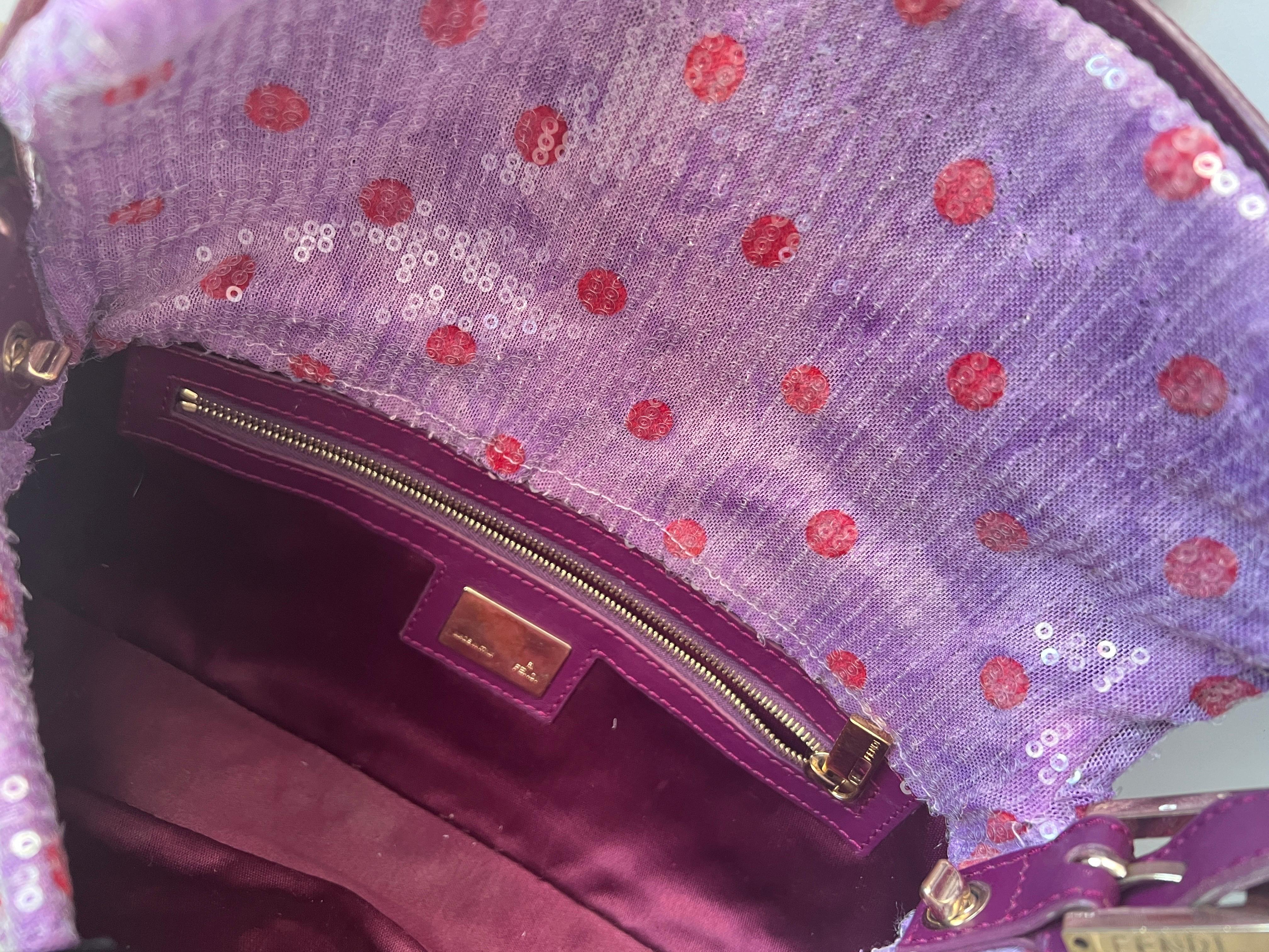 Rare Fendi purple mesh Pink Polka dot bageutte 6