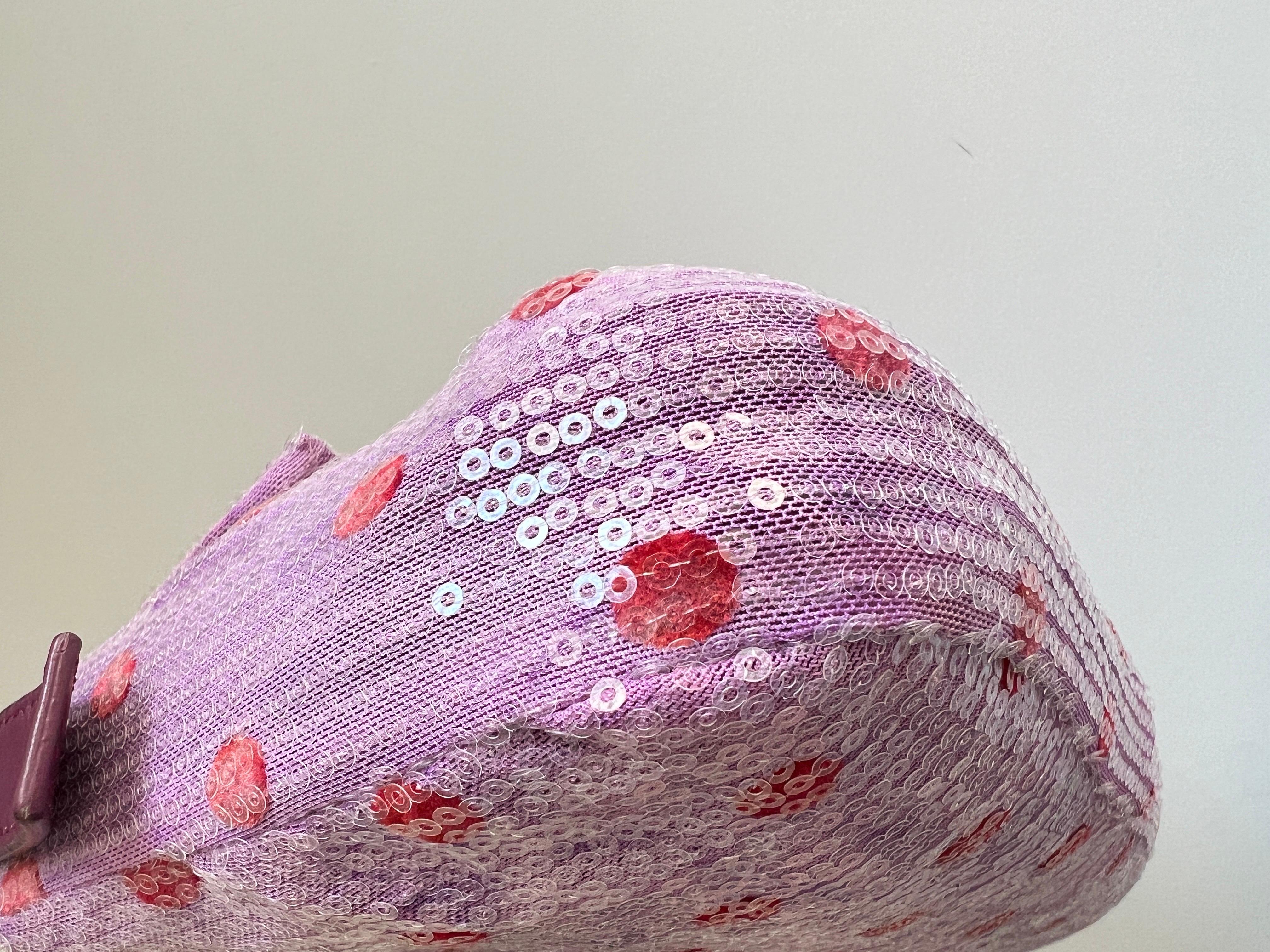 Women's Rare Fendi purple mesh Pink Polka dot bageutte
