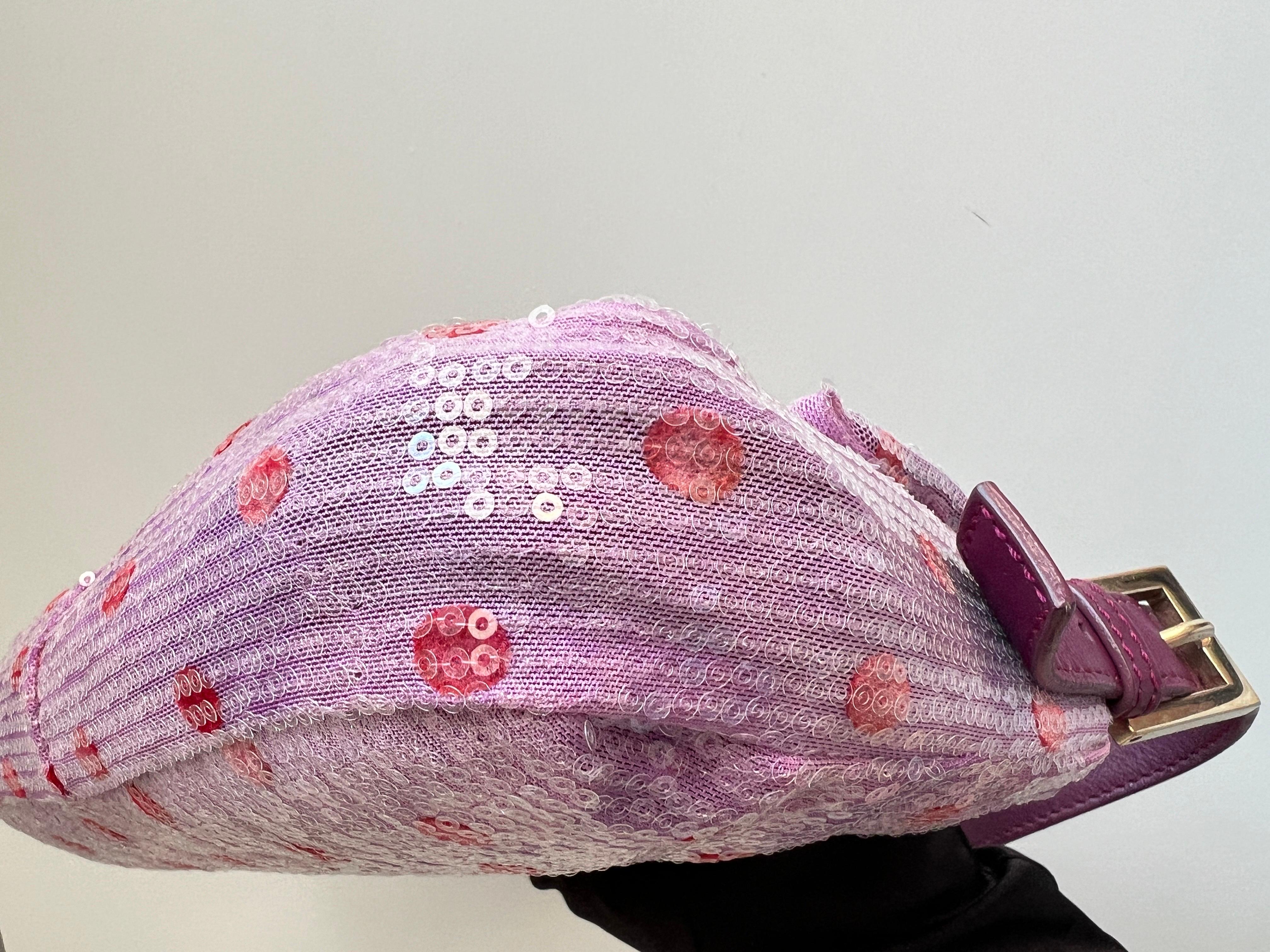 Rare Fendi purple mesh Pink Polka dot bageutte 1