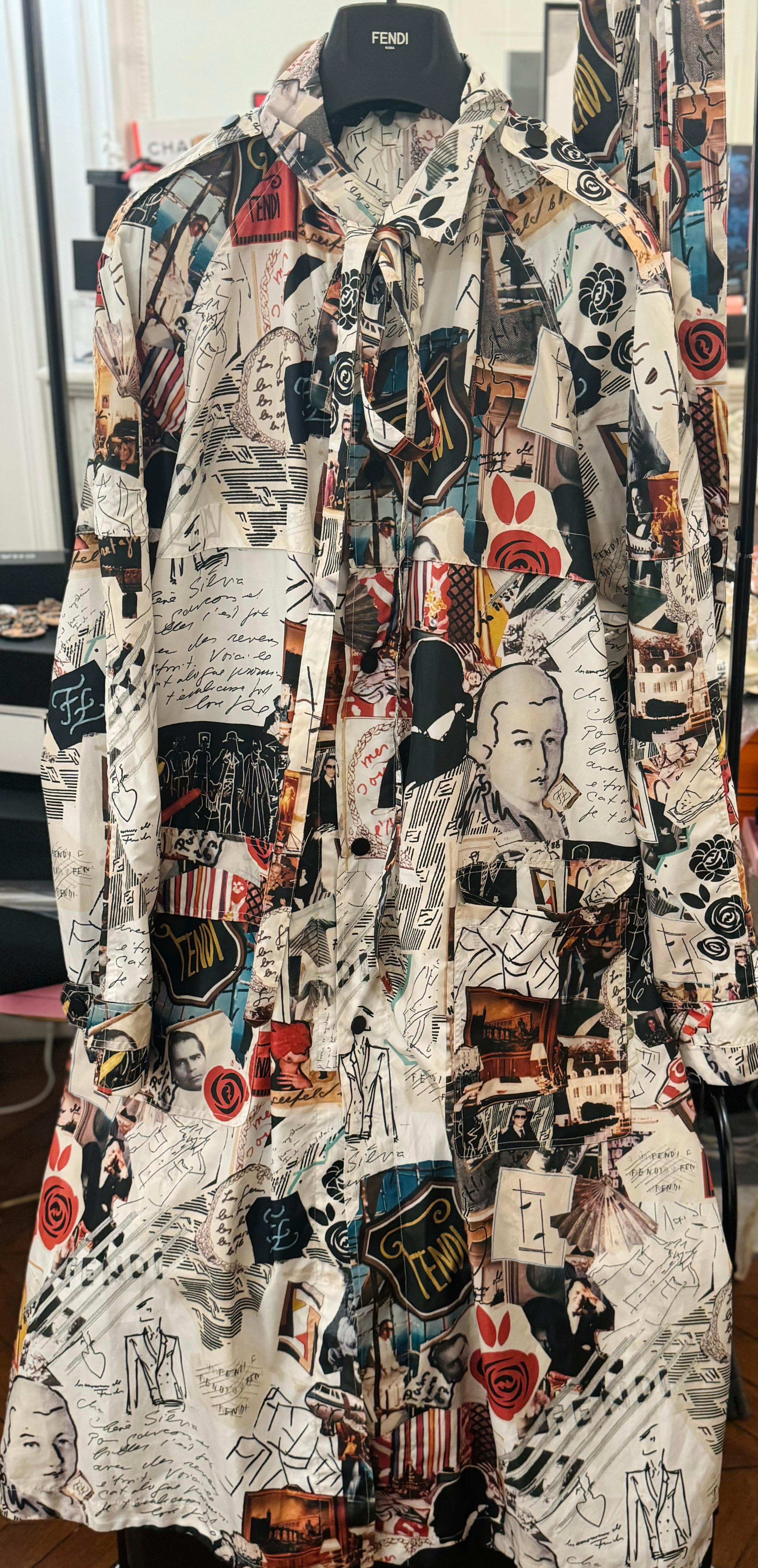 Rare Fendi Runway 2019 Karl Kollage trench coat  For Sale 8