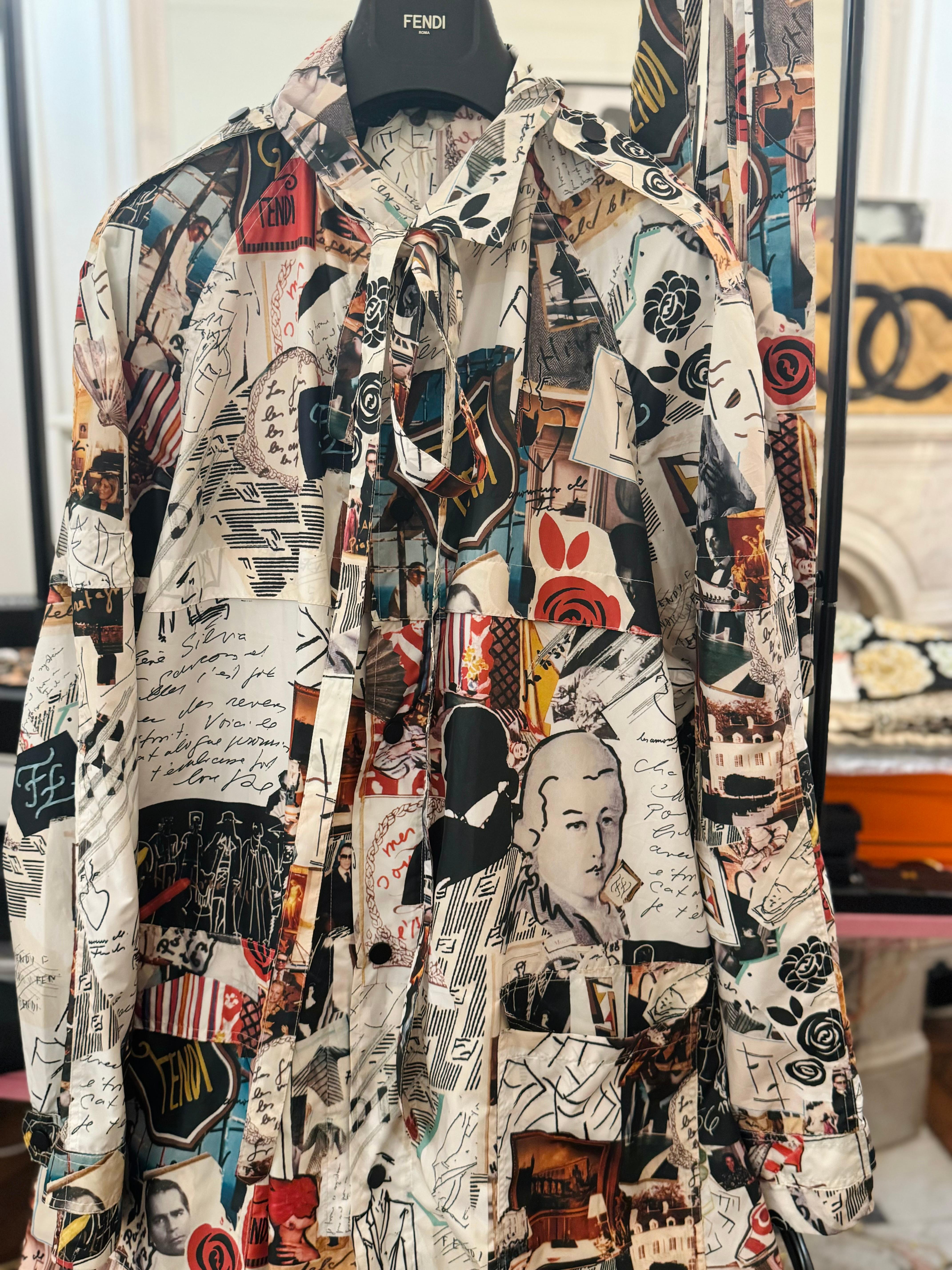 Rare Fendi Runway 2019 Karl Kollage trench coat  For Sale 9