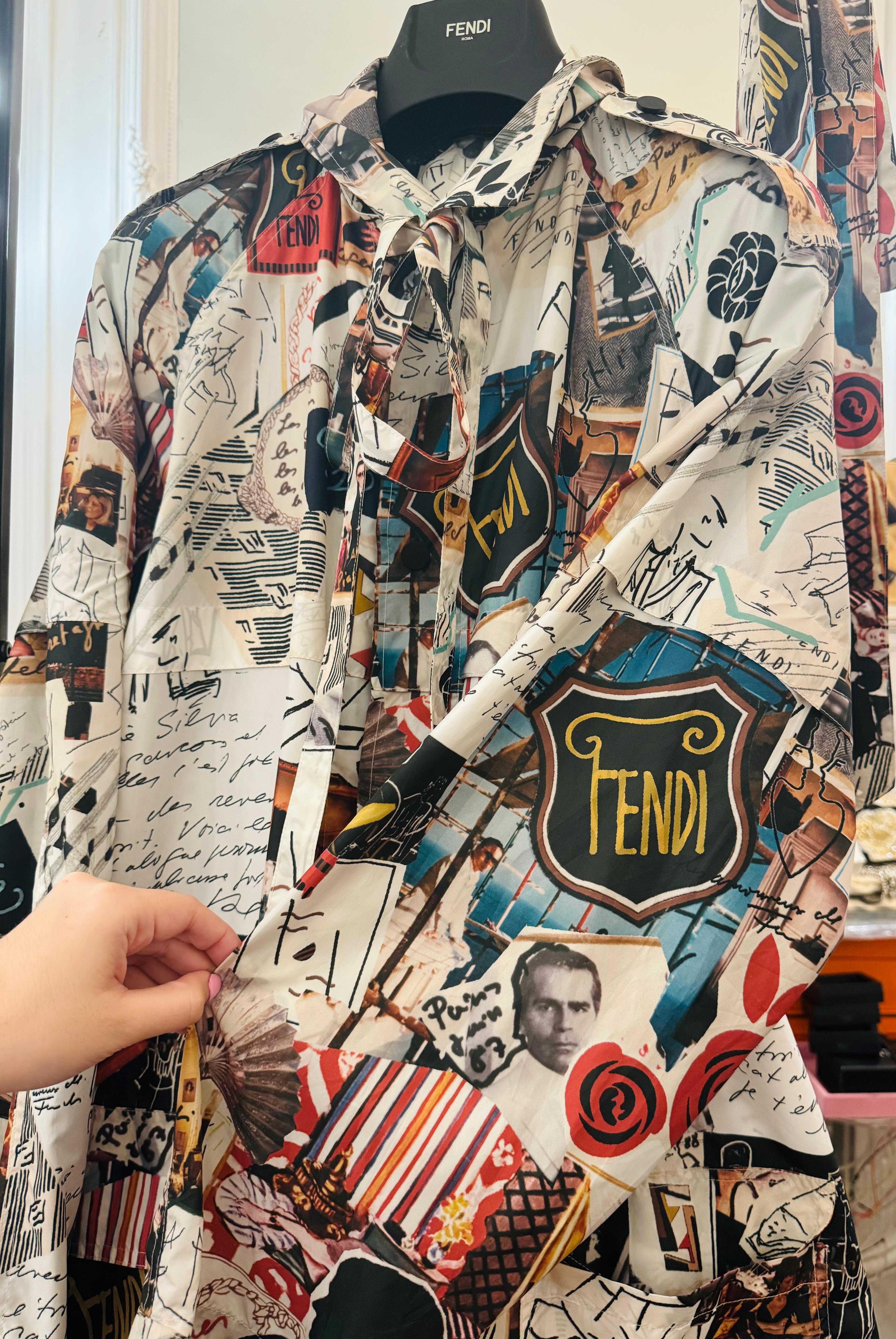 Women's or Men's Rare Fendi Runway 2019 Karl Kollage trench coat  For Sale