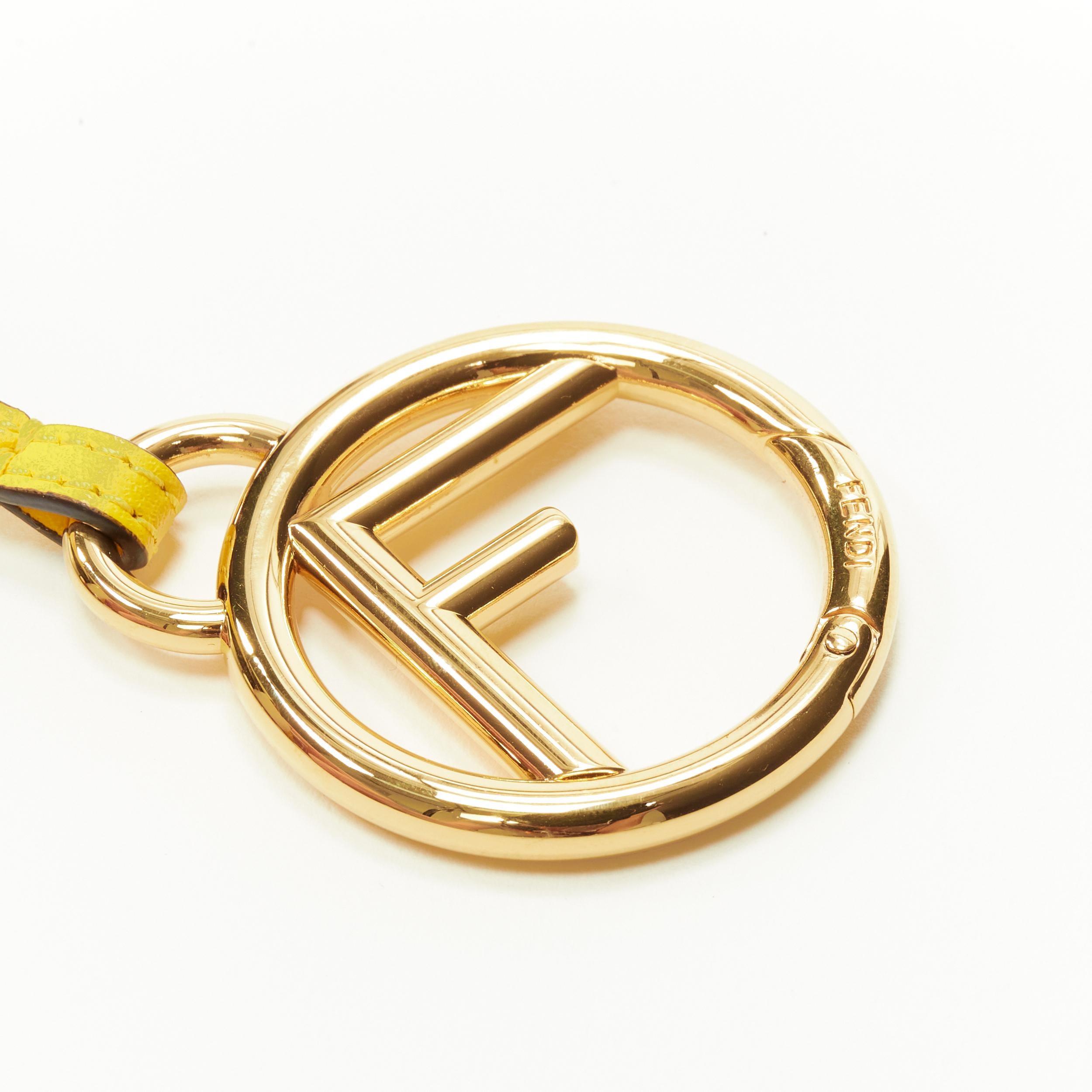 Women's rare FENDI Zucca GG monogra yellow pealed back banana gold F key ring bag charm