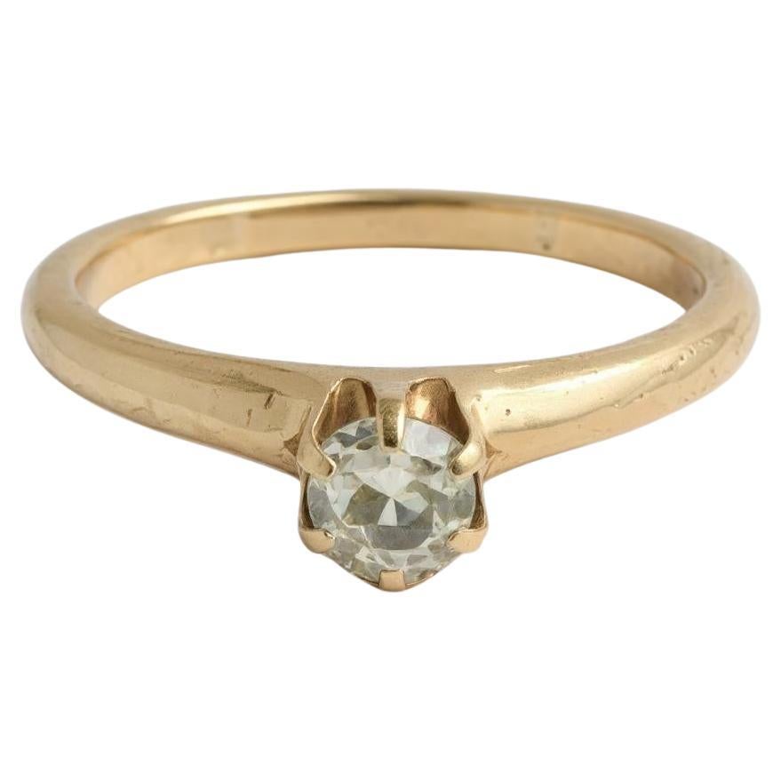 Rare bague solitaire en or jaune 14kt de H. H. Diamonds Mine, ~0.40 ct