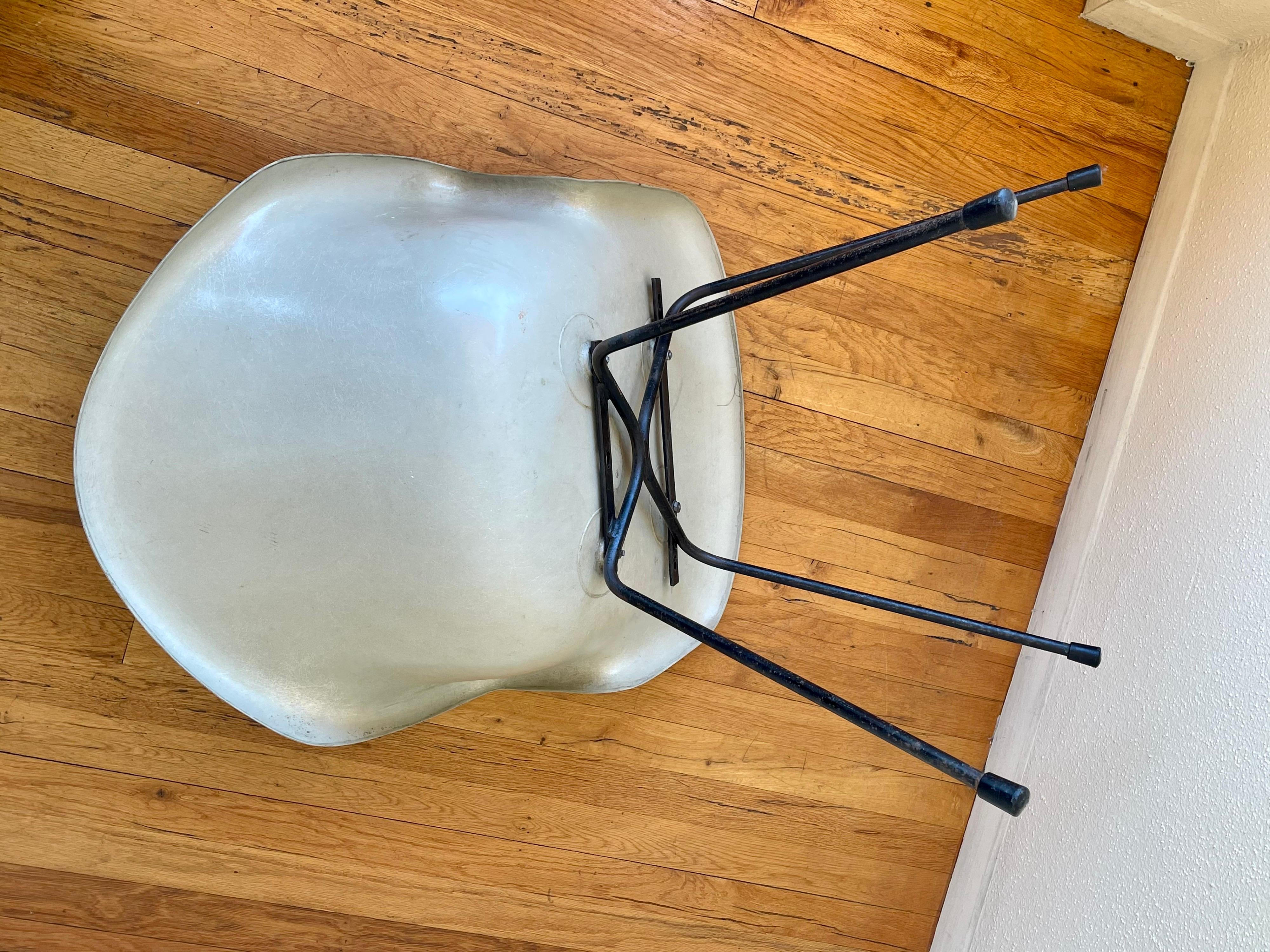20th Century Rare Fiberglass Armchair Designed by Lawrence Peabody with Iron Base