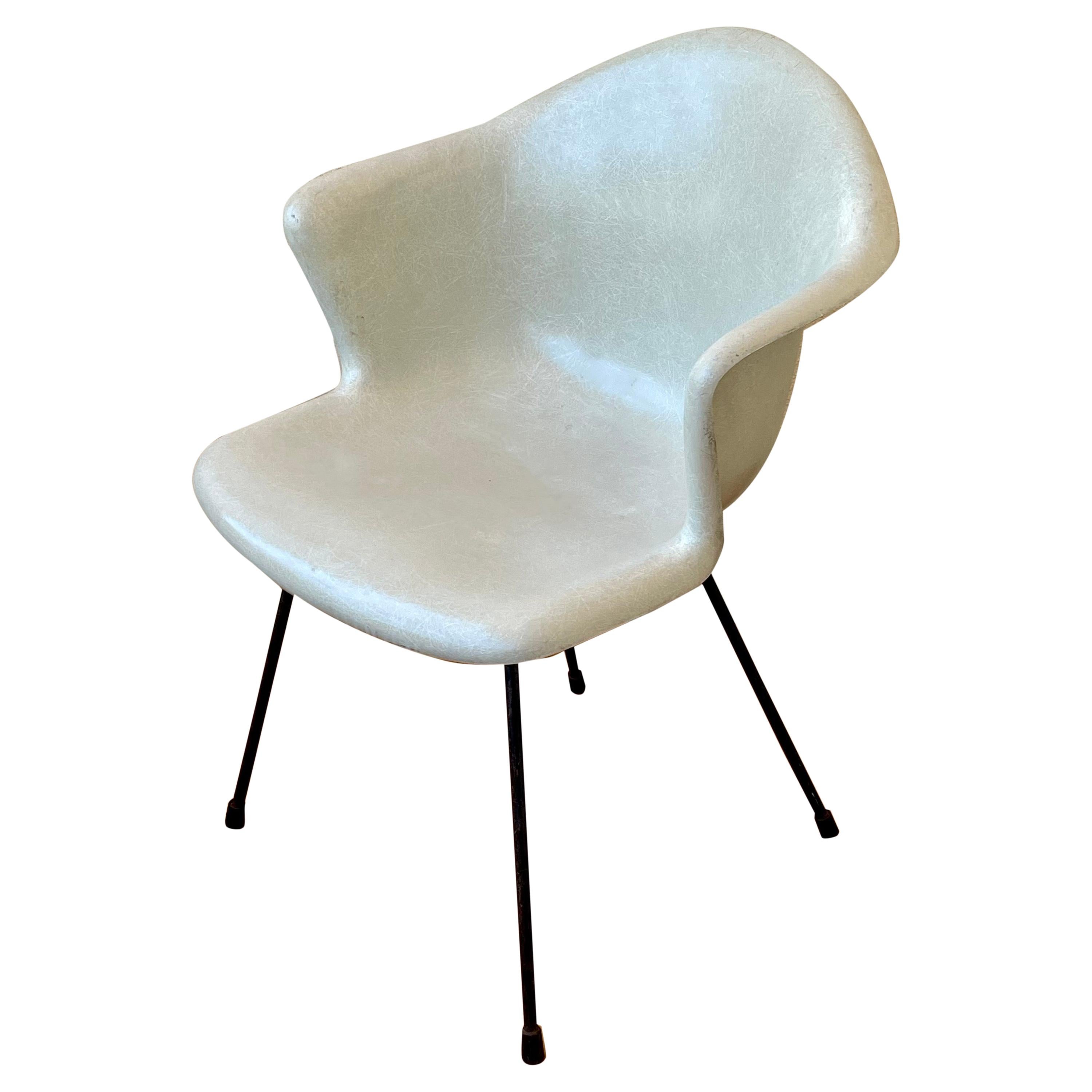 Rare Fiberglass Armchair Designed by Lawrence Peabody with Iron Base