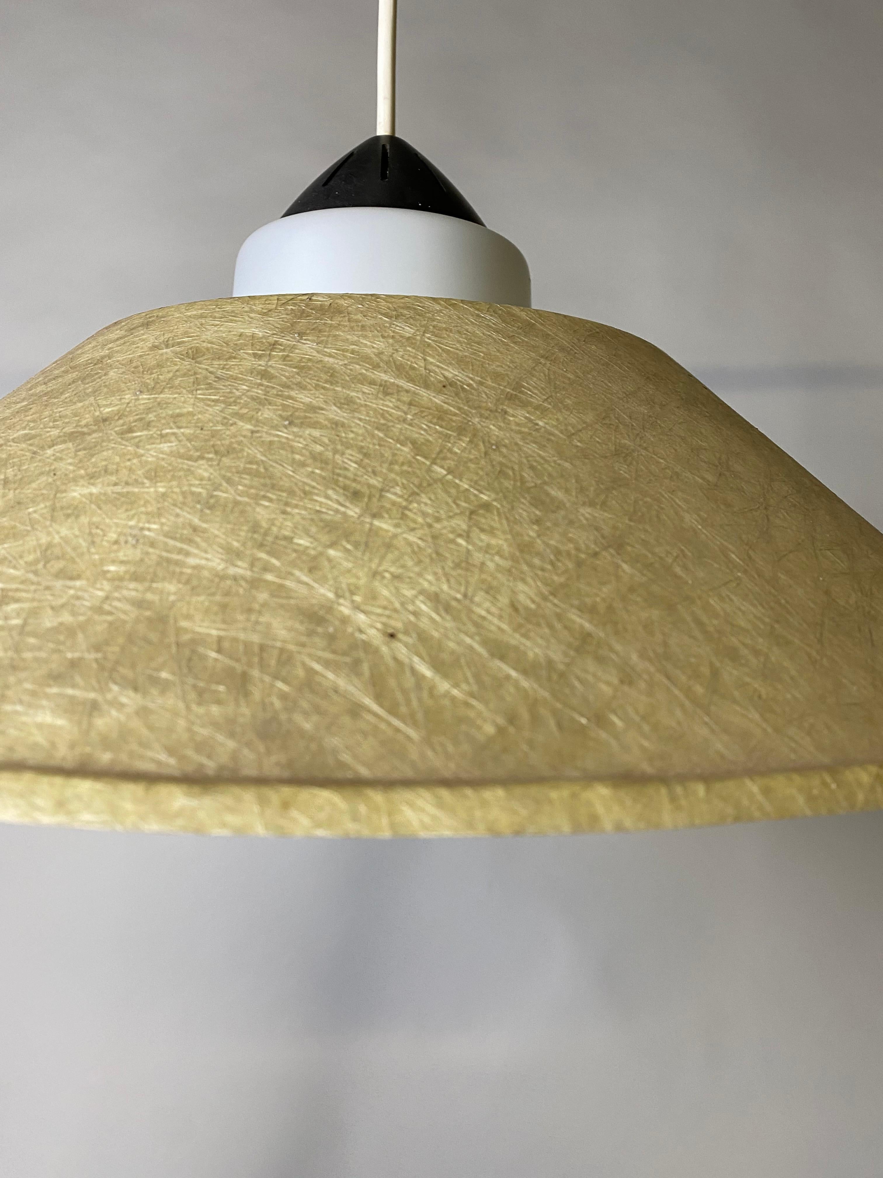 Rare Fiberglass /Opaline Glass Ceiling Lamp by Louis Kalff for Philips, 1950s For Sale 4