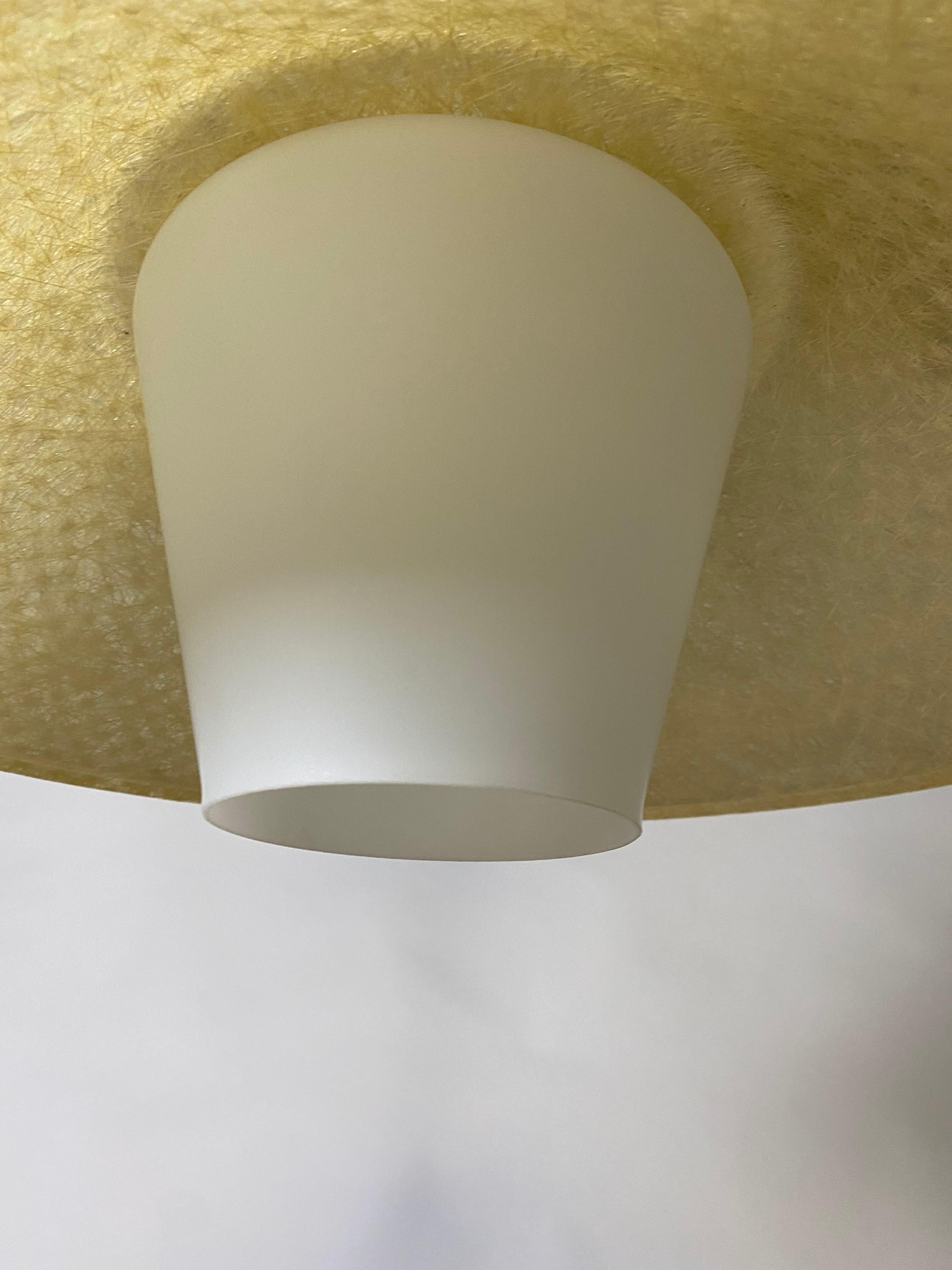 Rare Fiberglass /Opaline Glass Ceiling Lamp by Louis Kalff for Philips, 1950s For Sale 5