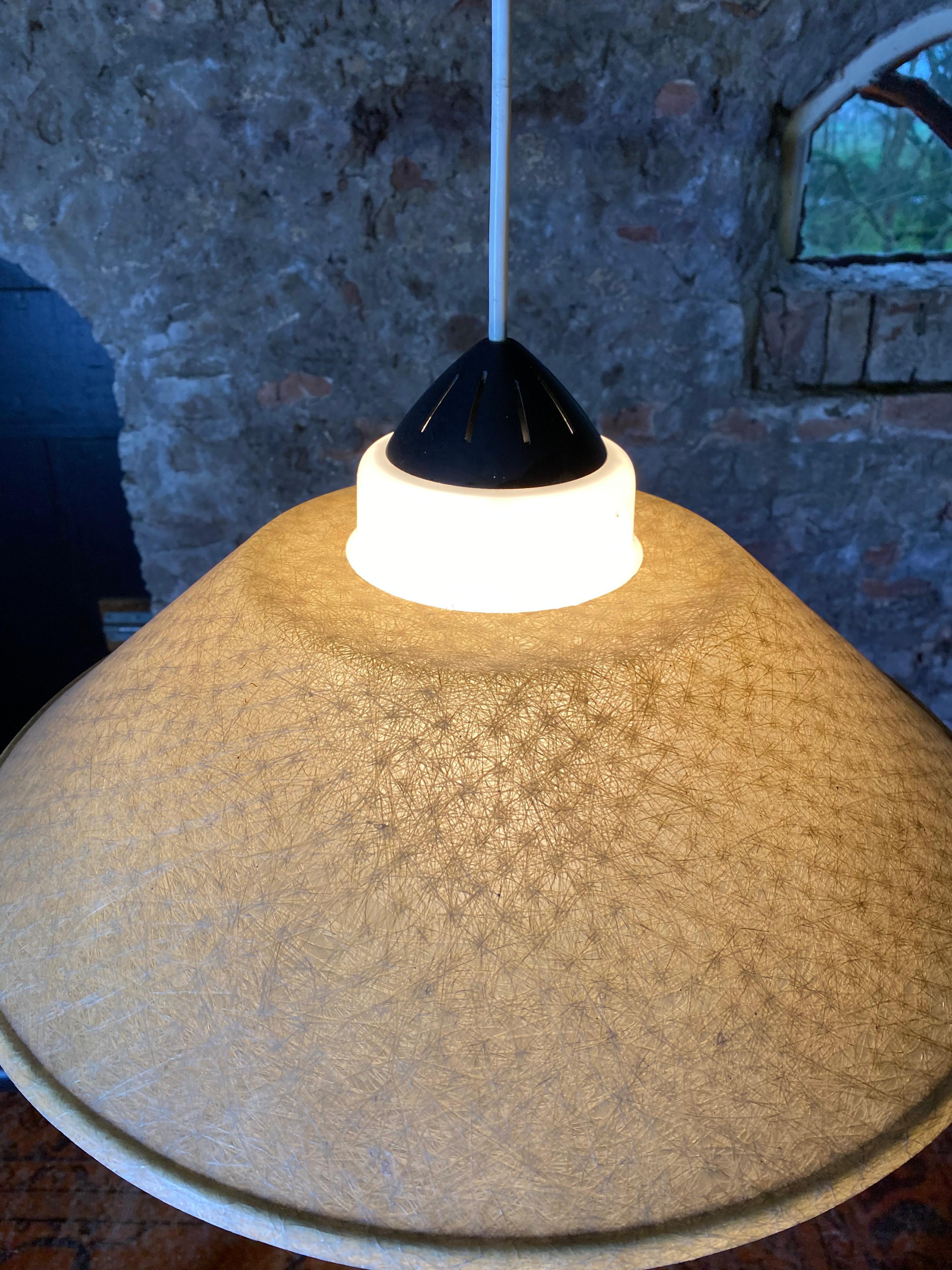 Mid-20th Century Rare Fiberglass /Opaline Glass Ceiling Lamp by Louis Kalff for Philips, 1950s For Sale