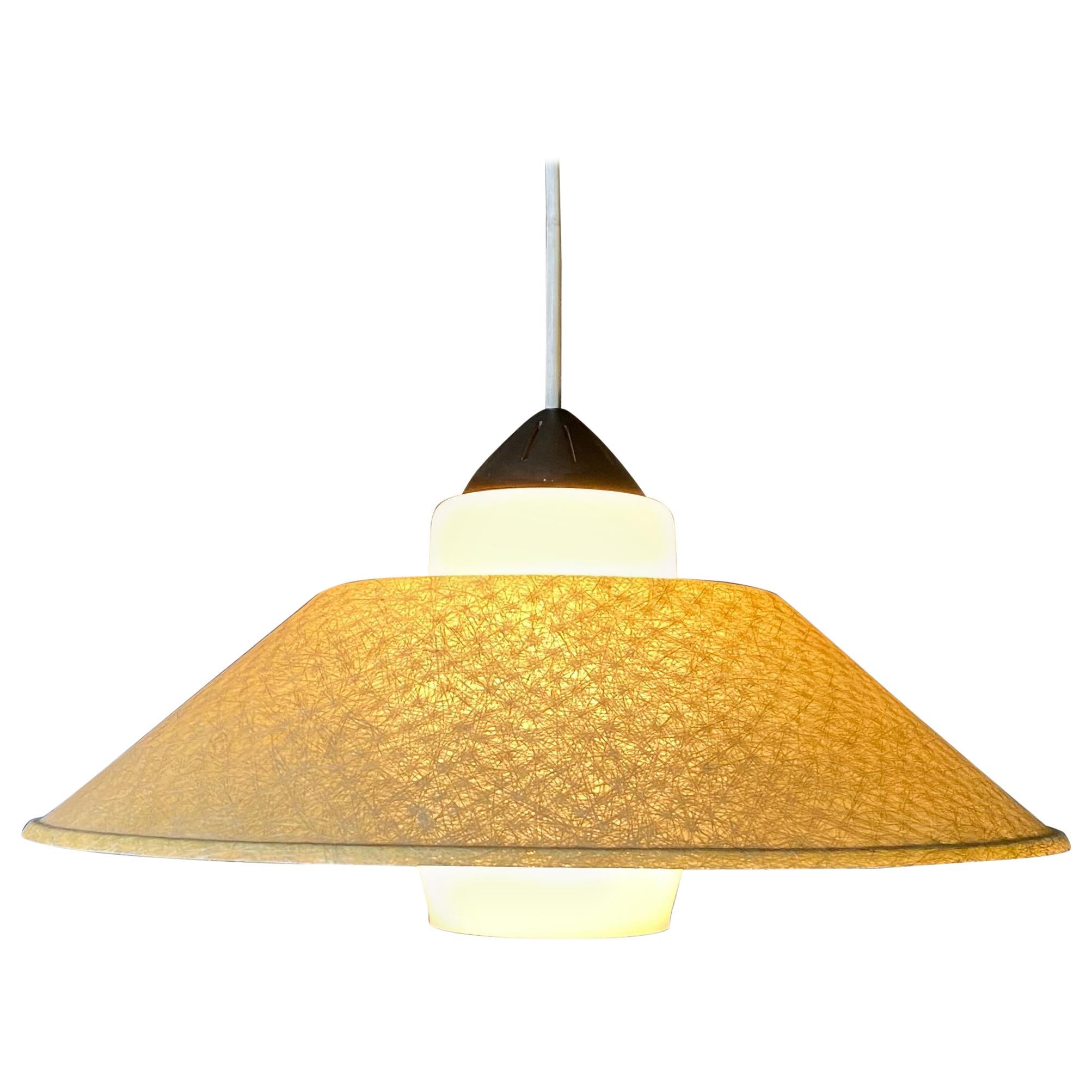 Rare Fiberglass /Opaline Glass Ceiling Lamp by Louis Kalff for Philips, 1950s For Sale