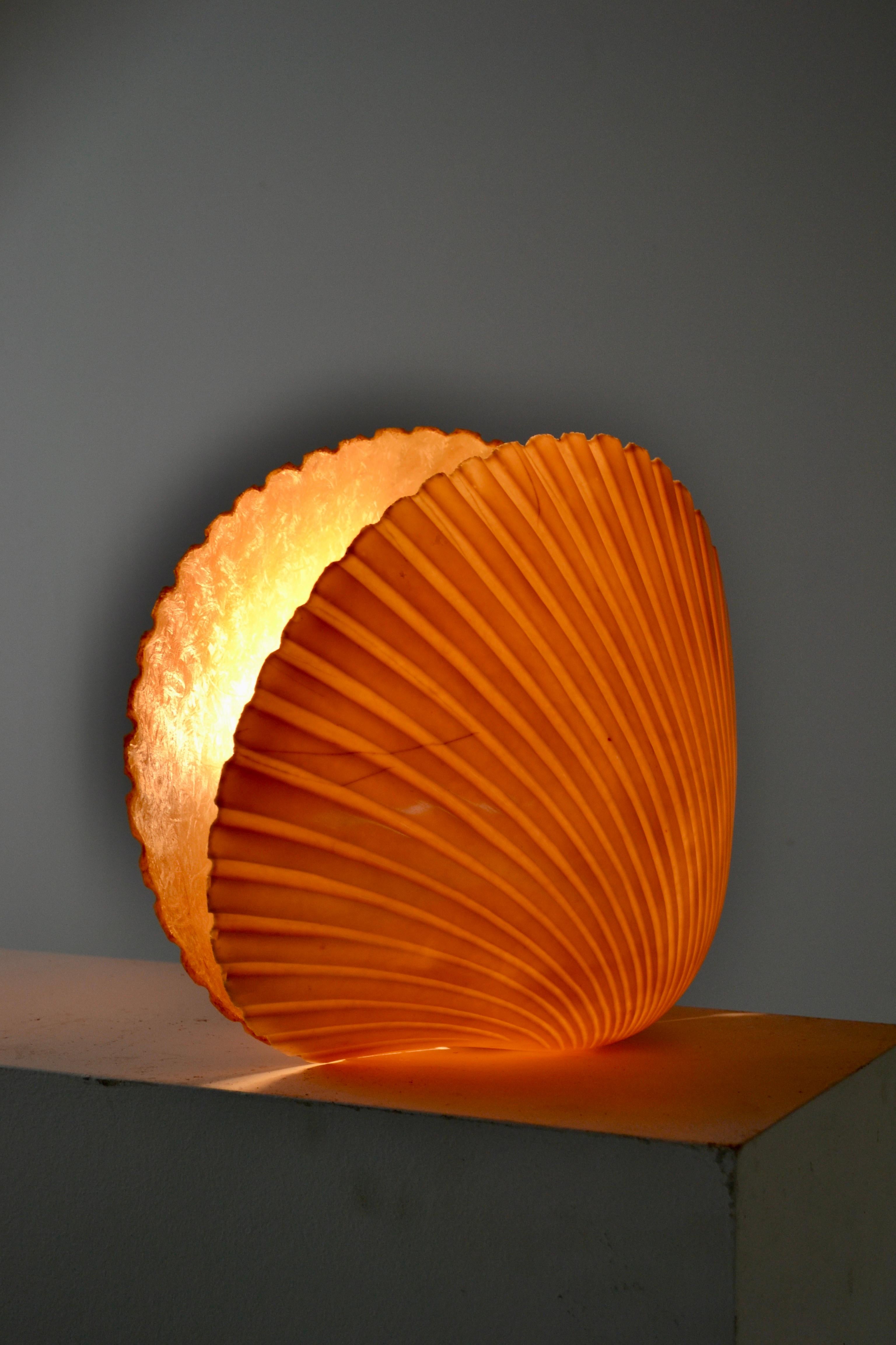 French Rare Fiberglass Shell Lamp by Michelle Mahé for Atelier A. France - 1970s For Sale