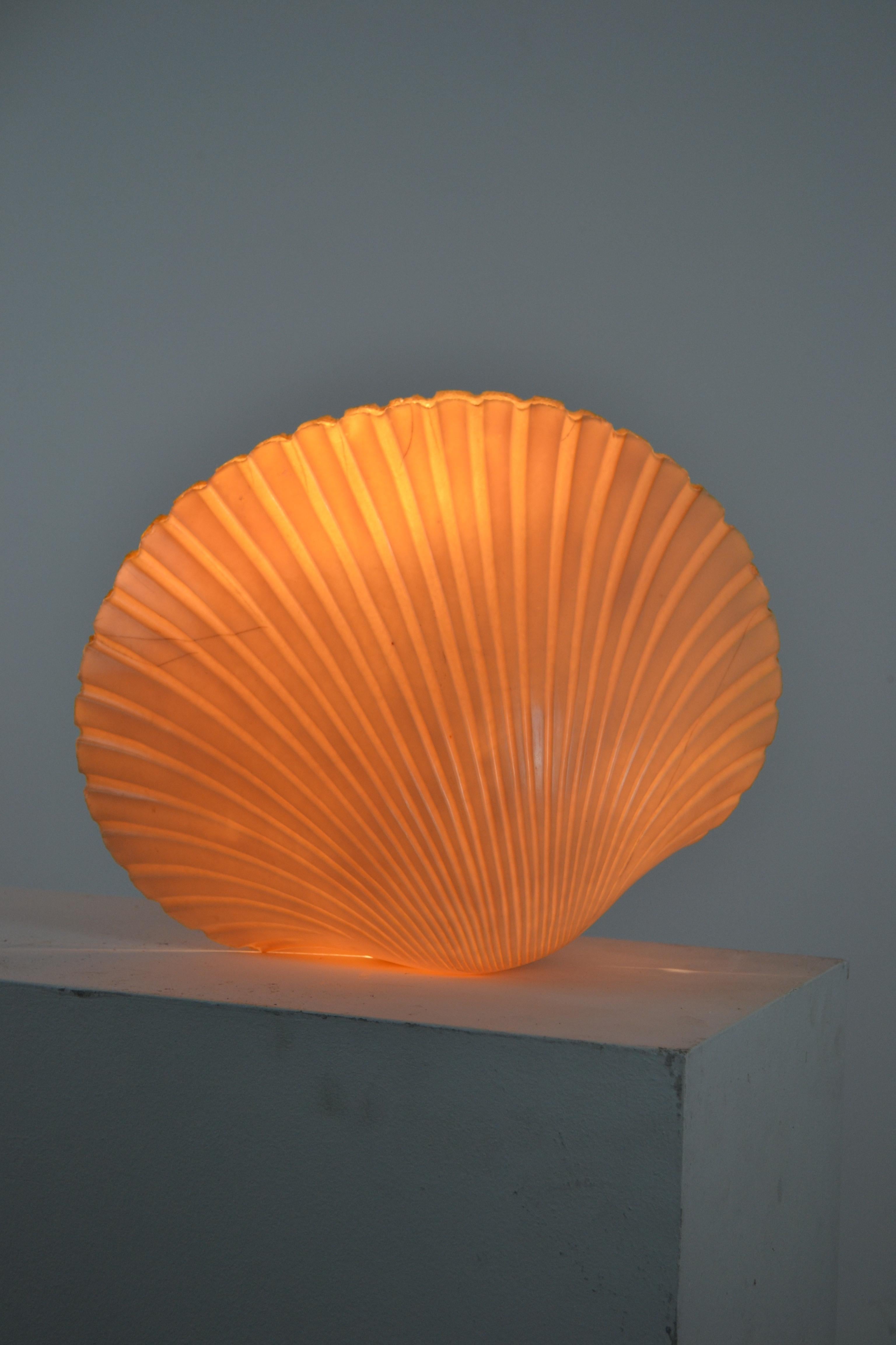 Rare Fiberglass Shell Lamp by Michelle Mahé for Atelier A. France - 1970s For Sale 1