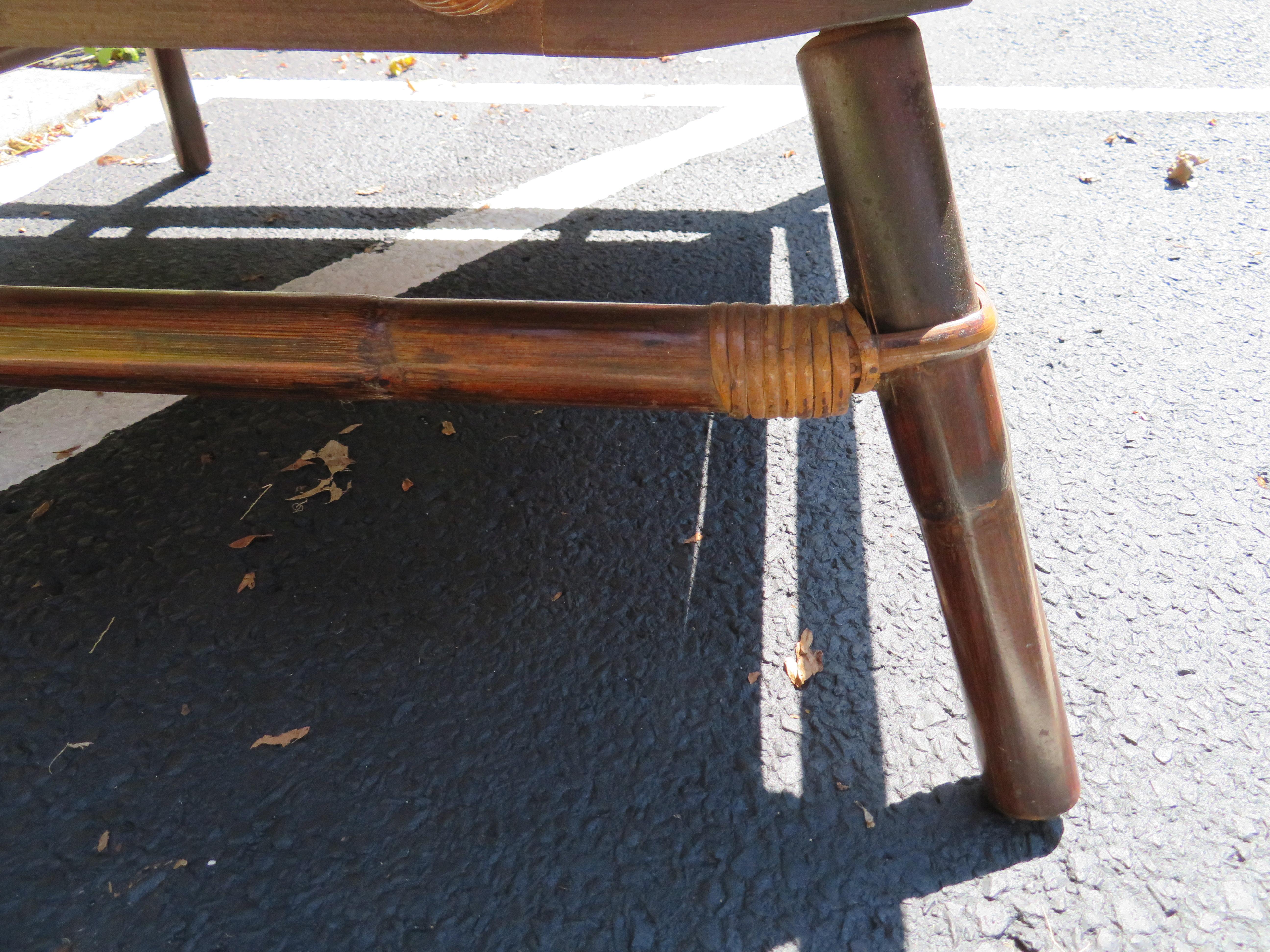 Rare Ficks Reed Rattan Tile Square Coffee Table John Wisner In Good Condition For Sale In Pemberton, NJ