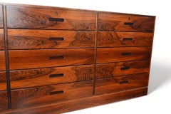 Rare Fifteen Drawer Low Dresser In Rosewood By Kai Winding