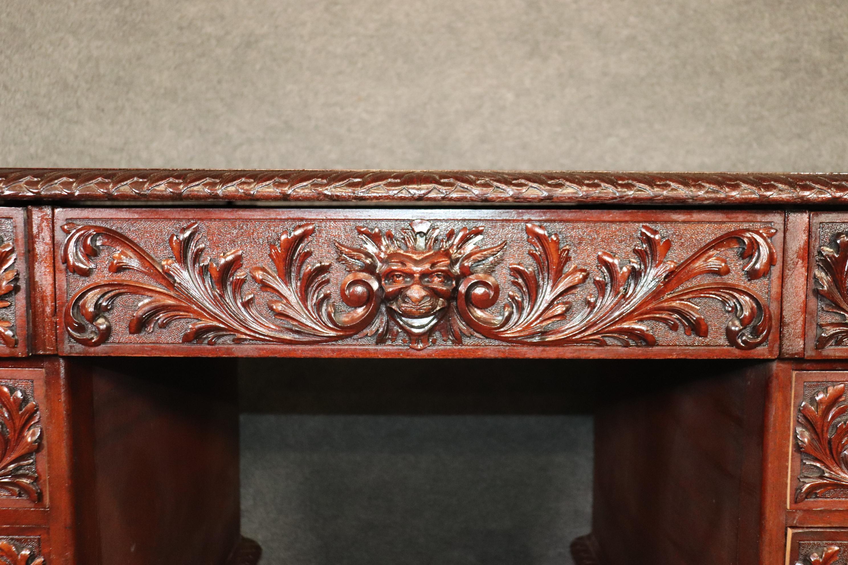 Rare Figural Carved Solid Mahogany R.J. Horner Partners Executive Desk 2