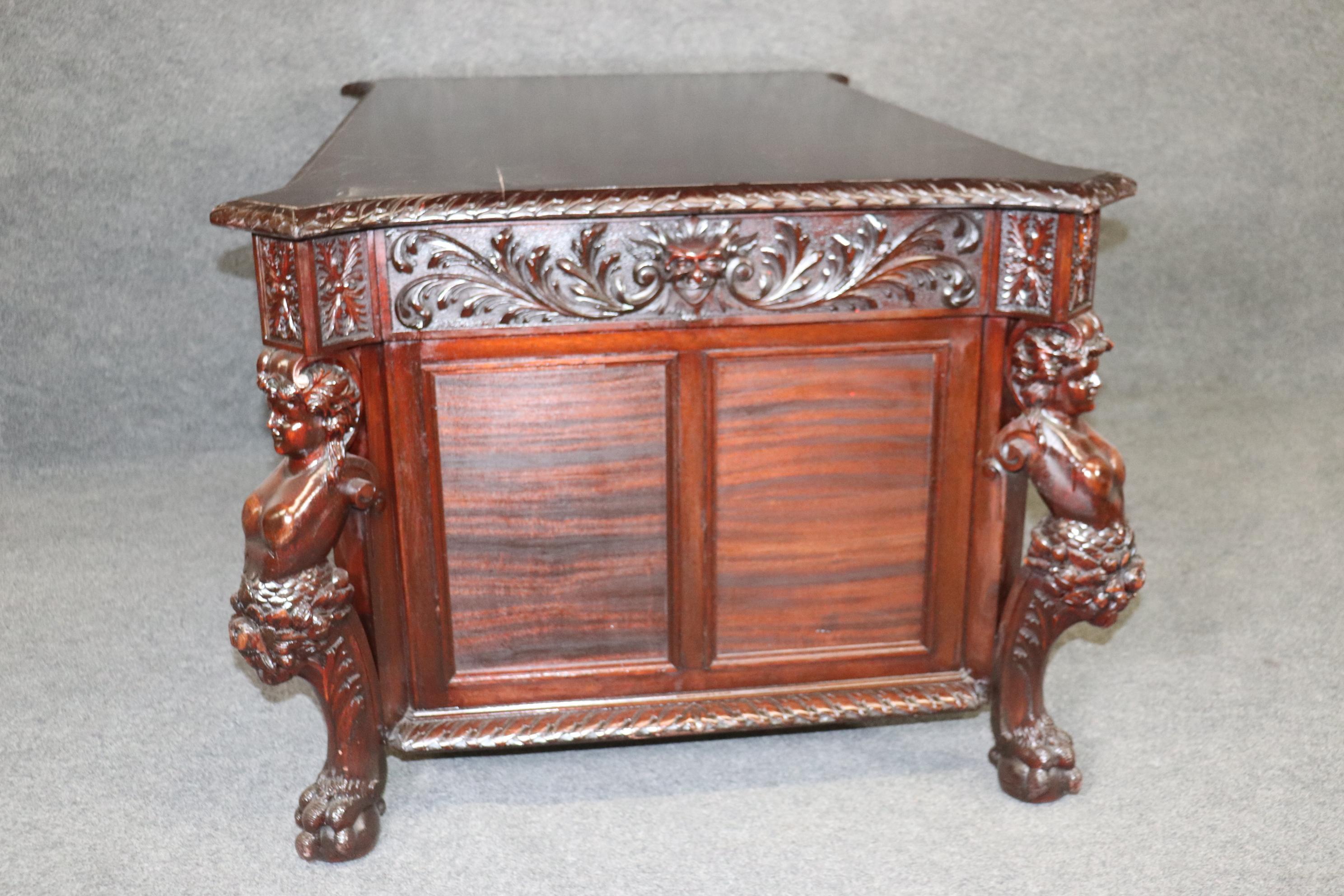 Rare Figural Carved Solid Mahogany R.J. Horner Partners Executive Desk 5