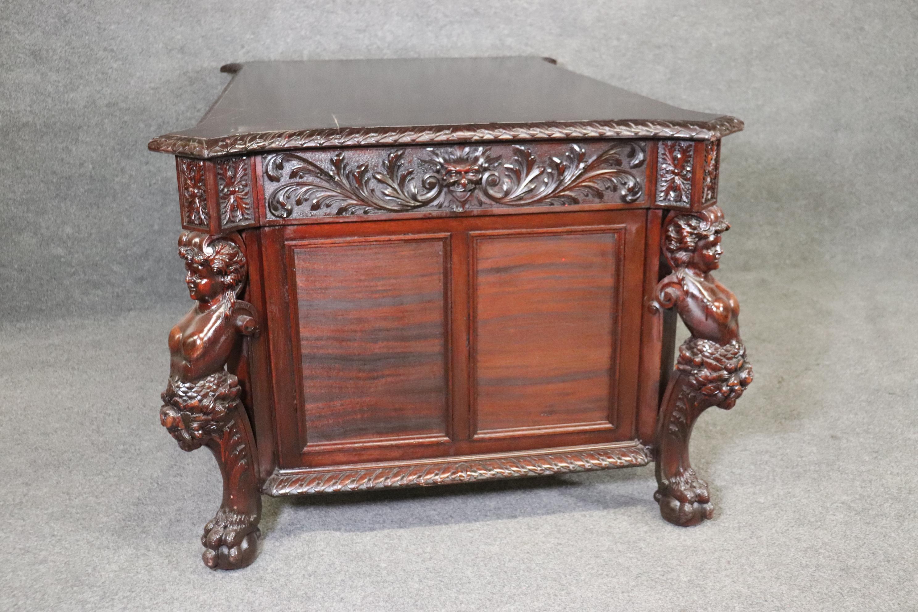 Rare Figural Carved Solid Mahogany R.J. Horner Partners Executive Desk 6