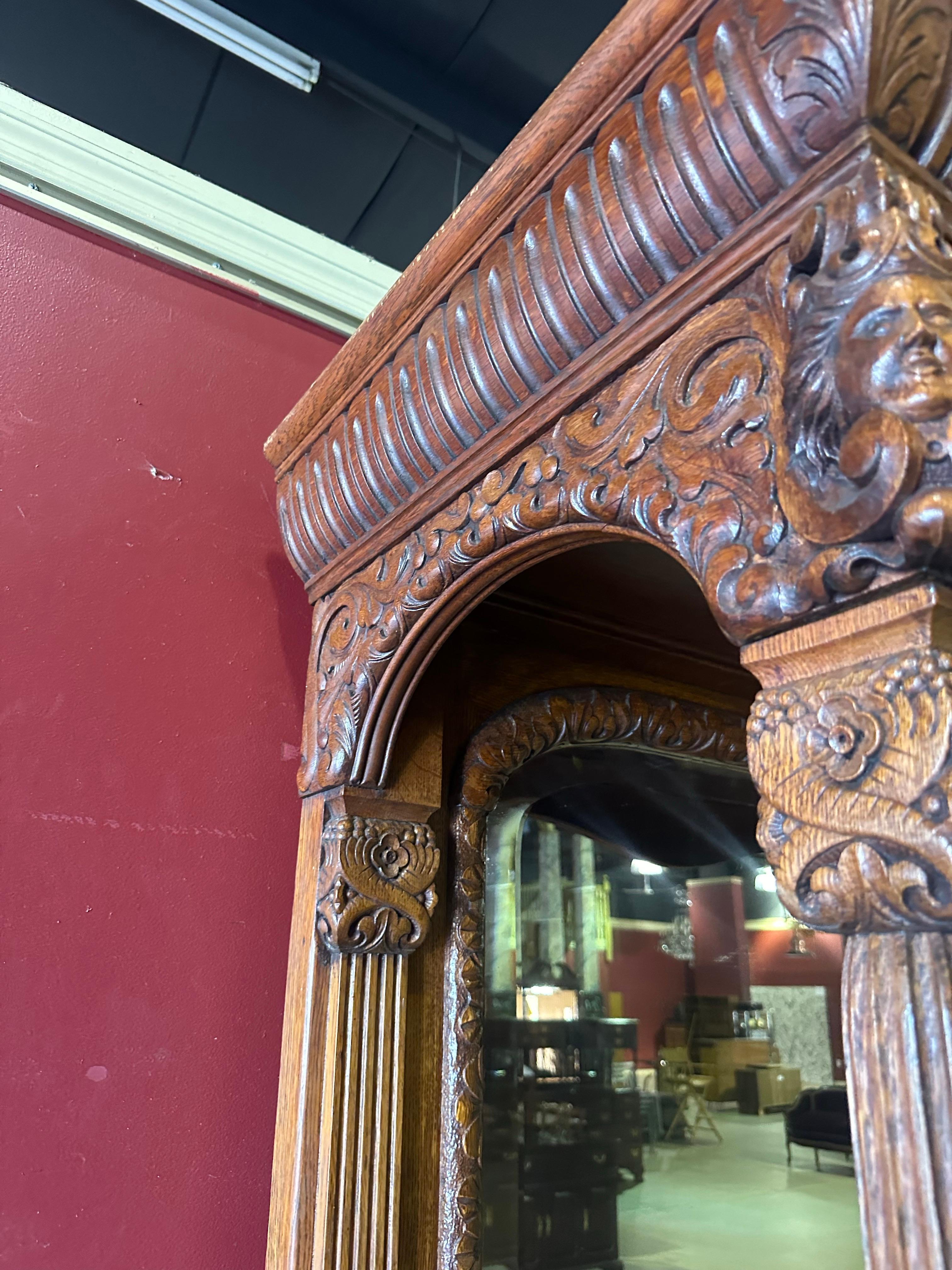 Rare Figural Quarter Sawn Tiger Oak Victorian Breakfront Backbar Sideboard 6