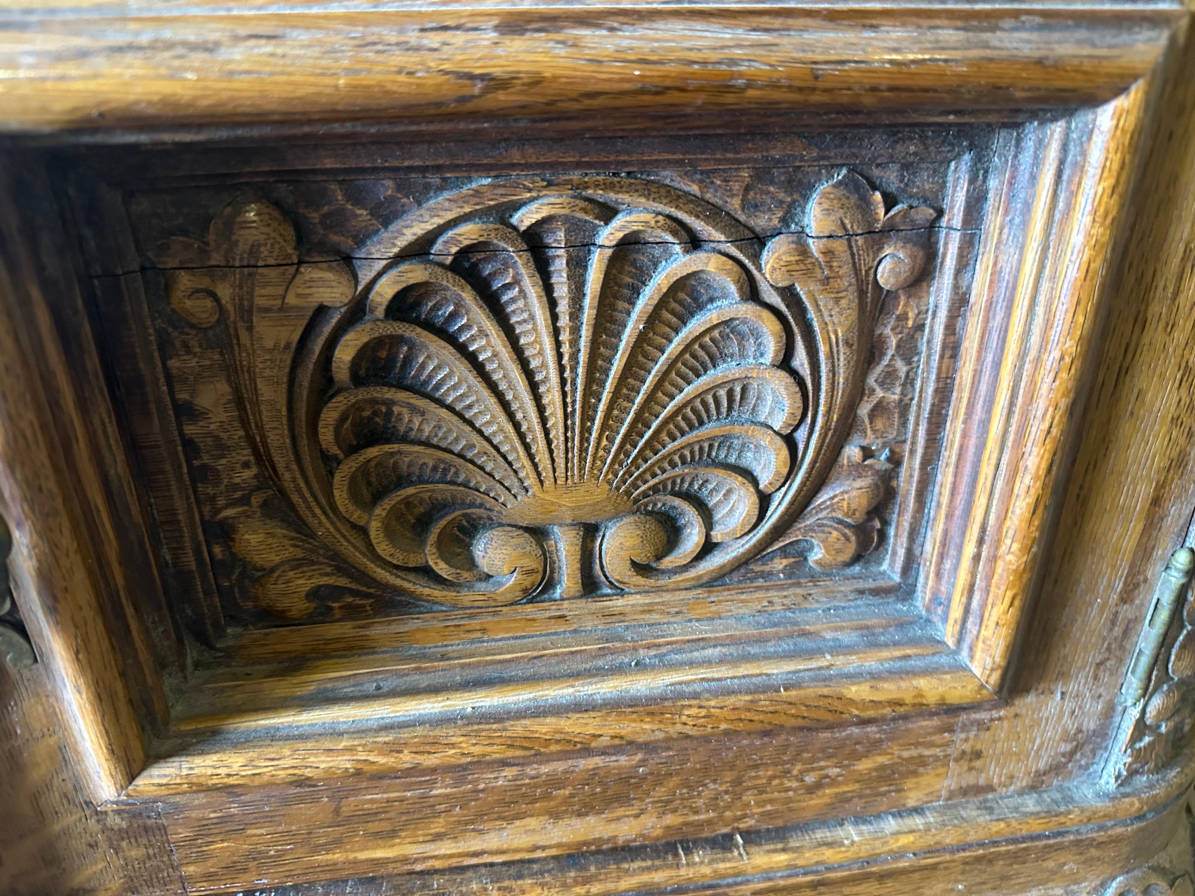 Rare Figural Quarter Sawn Tiger Oak Victorian Breakfront Backbar Sideboard 13