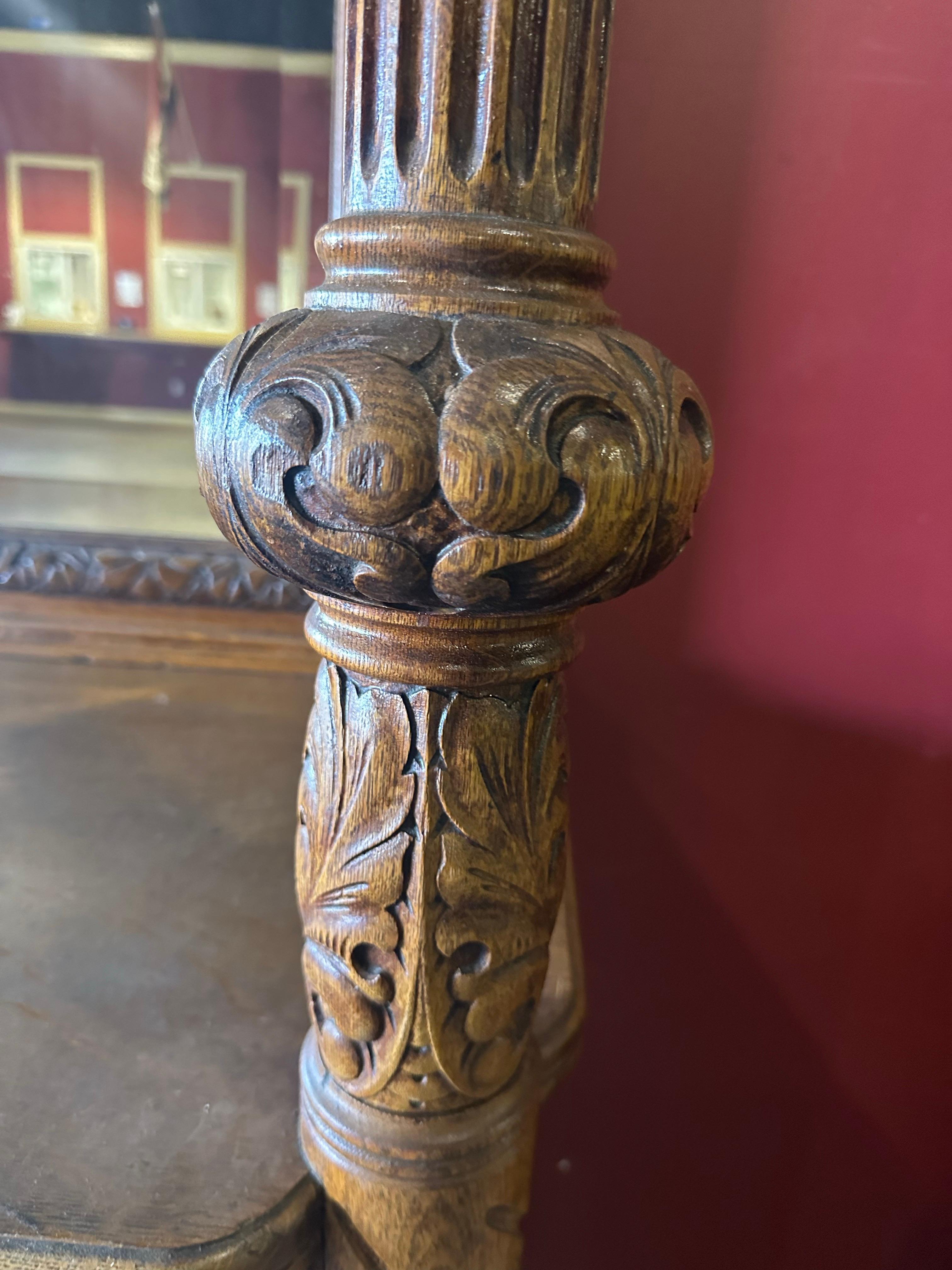 Rare Figural Quarter Sawn Tiger Oak Victorian Breakfront Backbar Sideboard 2
