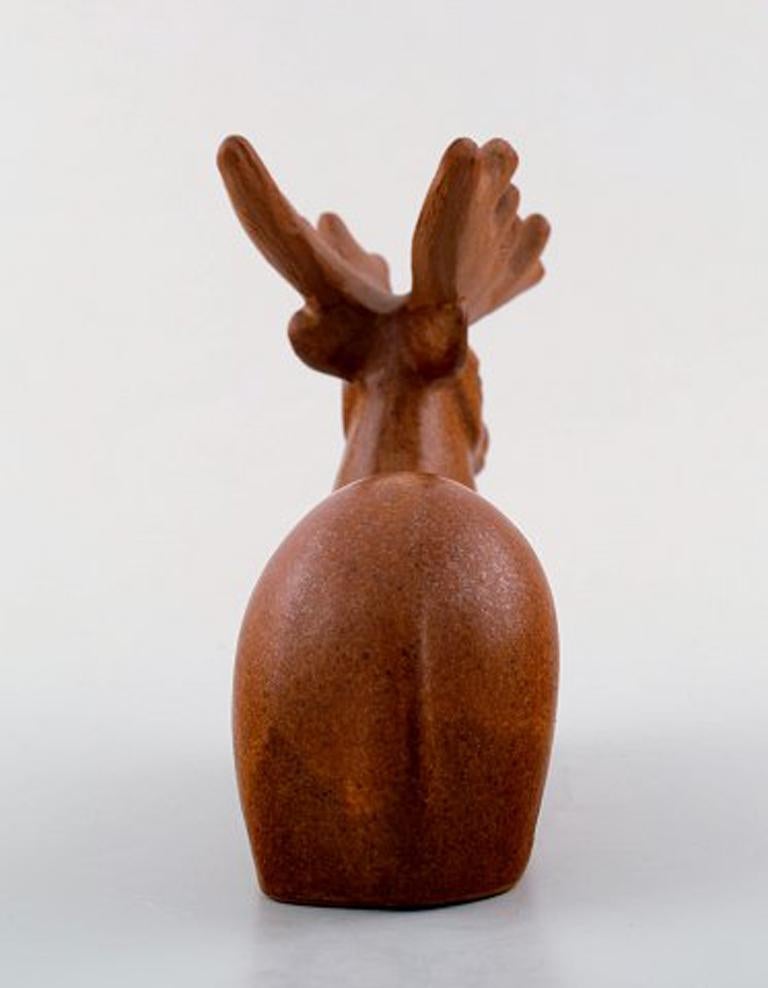 Swedish Rare Figure, Lisa Larson for Jie Stengods-Ateljé, Deer, Glazed Ceramics