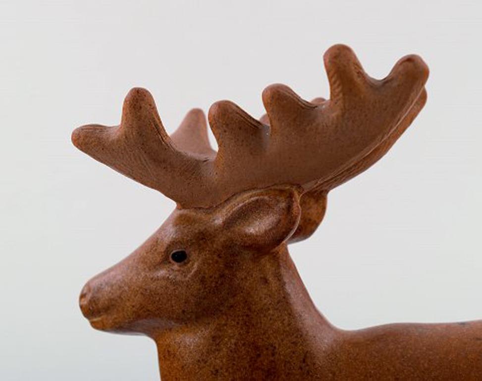 Rare Figure, Lisa Larson for Jie Stengods-Ateljé, Deer, Glazed Ceramics In Excellent Condition In Copenhagen, DK