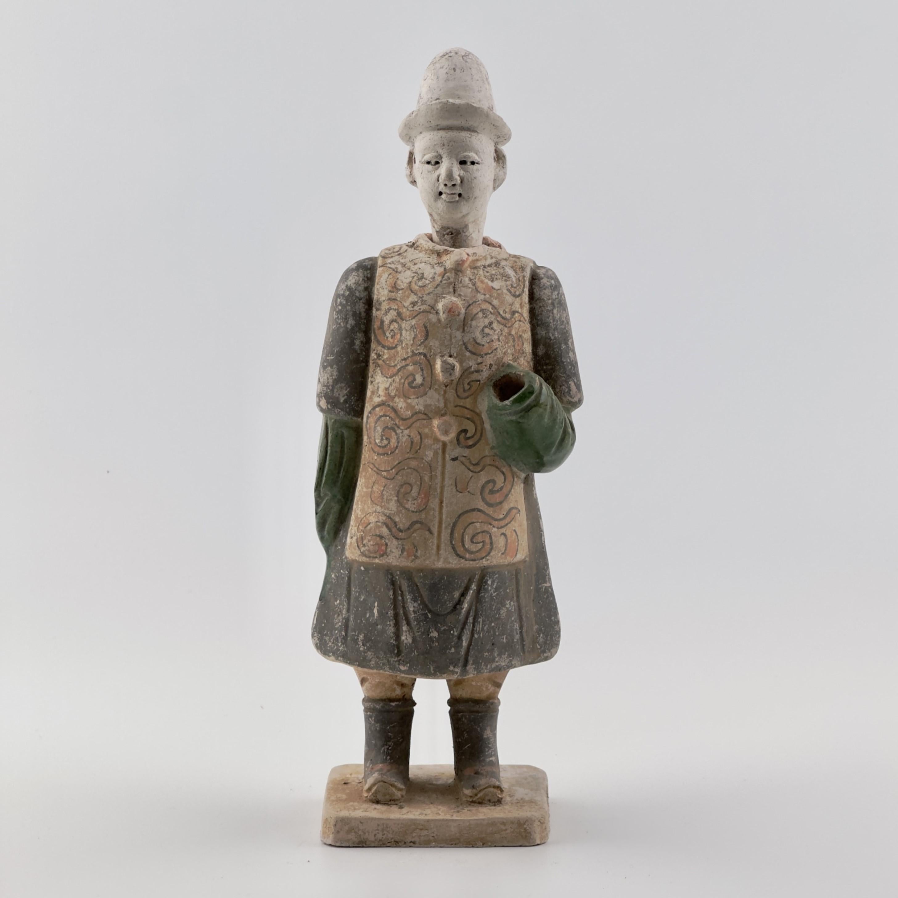 Rare Figure of an Attendant Wearing Swirling Vest, Ming Dynasty(1368-1644) For Sale 6