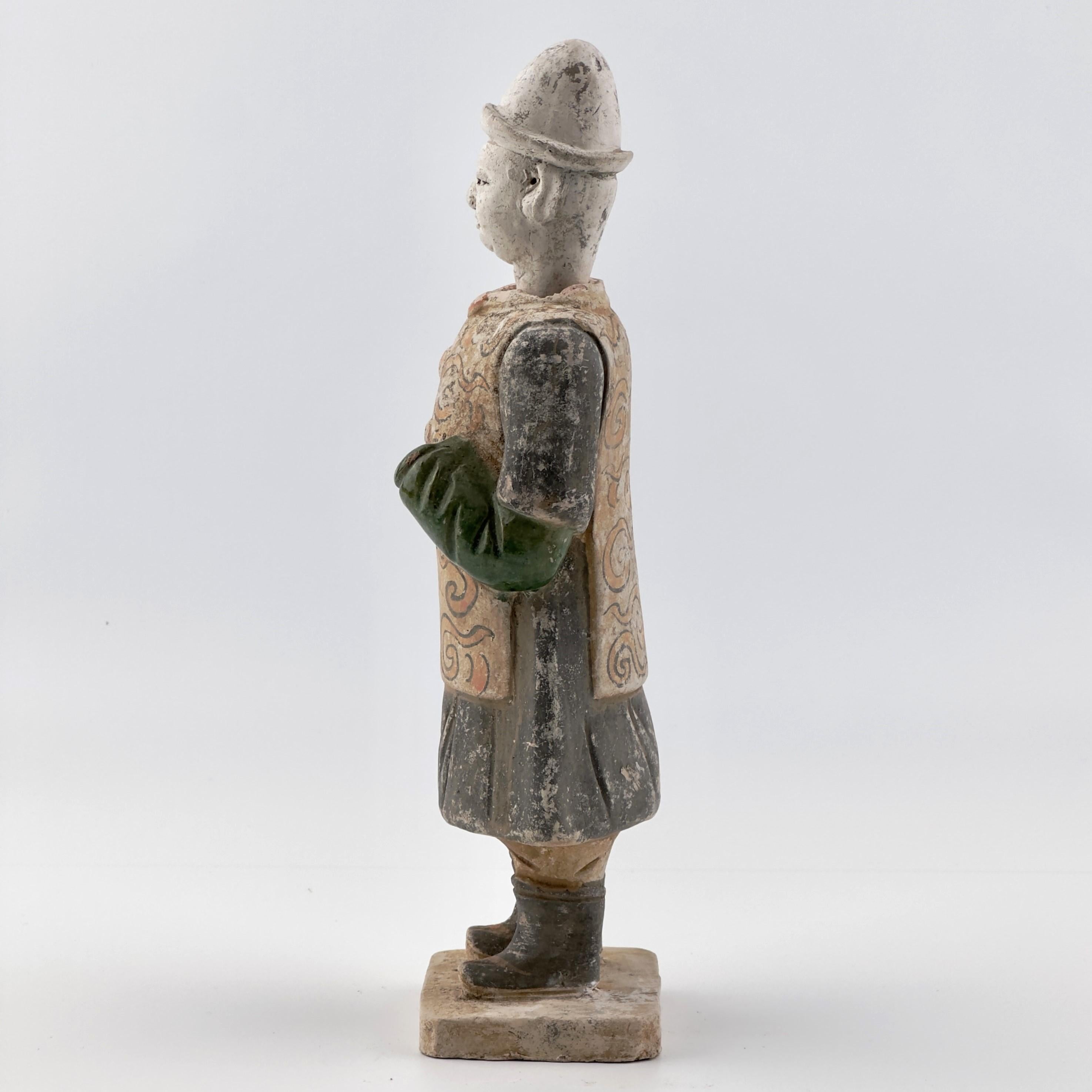 Rare Figure of an Attendant Wearing Swirling Vest, Ming Dynasty(1368-1644) In Good Condition For Sale In seoul, KR