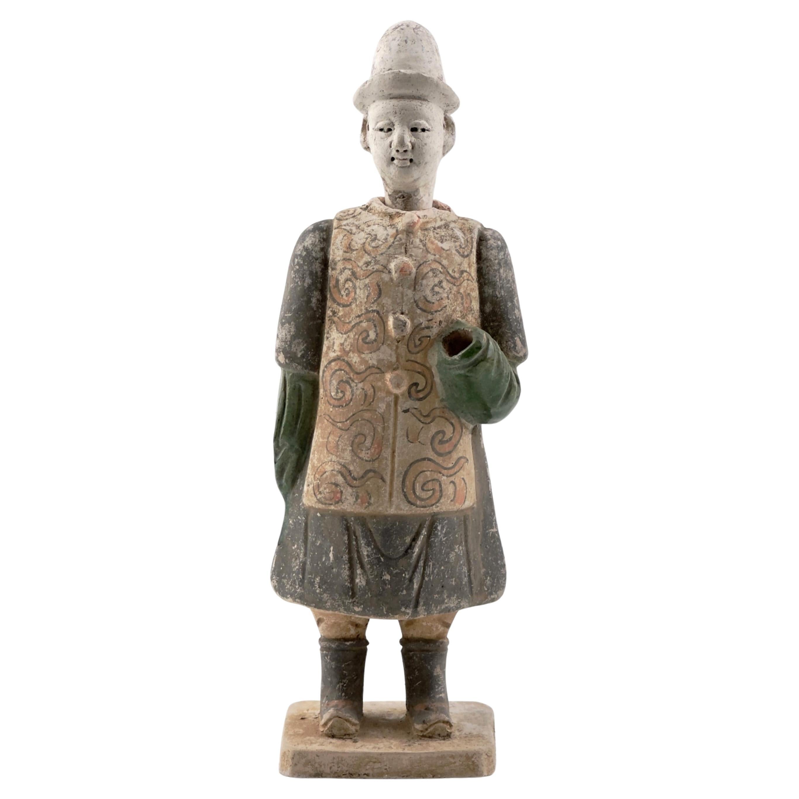 Rare Figure of an Attendant Wearing Swirling Vest, Ming Dynasty(1368-1644)