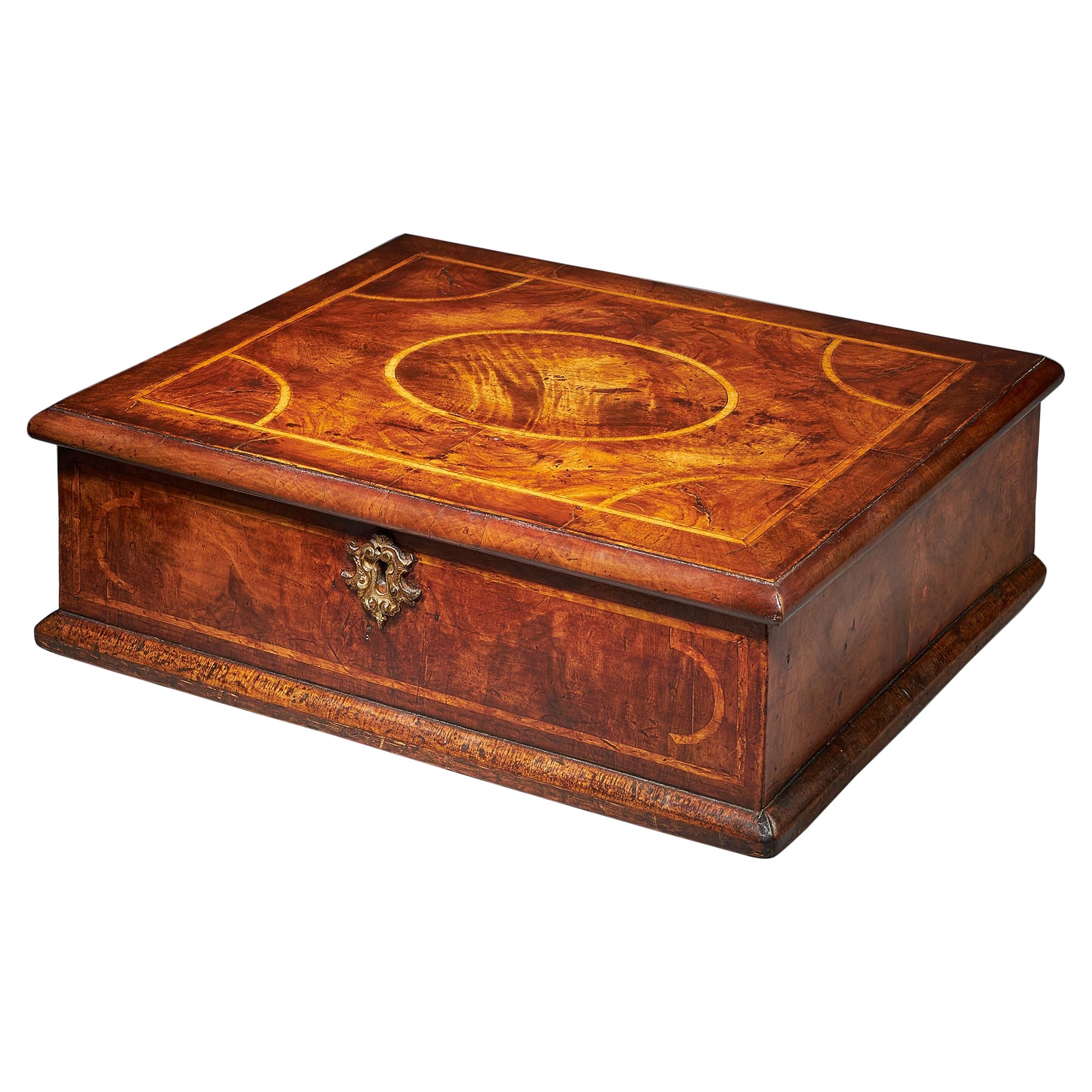 Rare Figured Walnut Queen Anne, George I Lace Box, circa 1700-1720