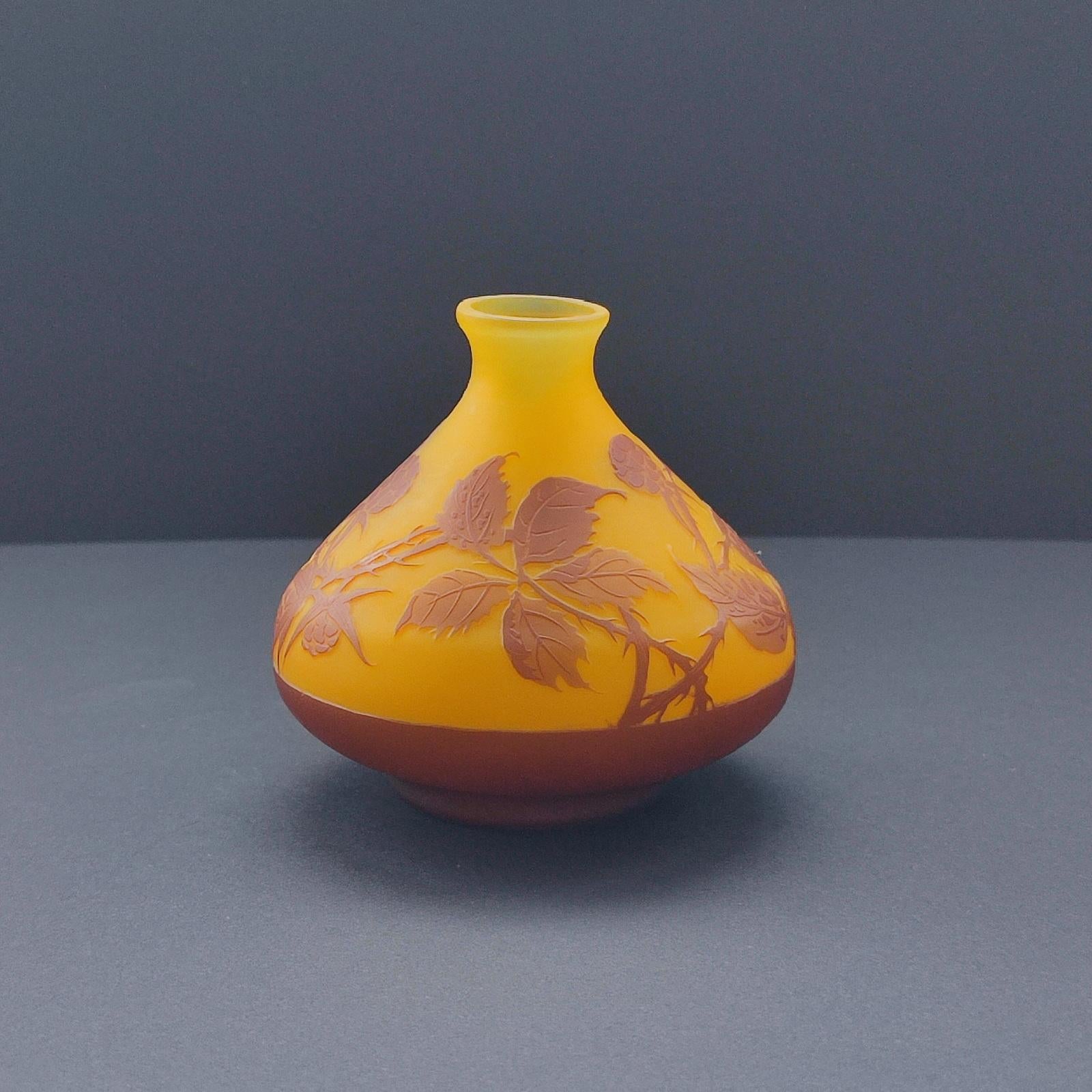 Vase en verre camée Art Nouveau d'Edmond Rigot, très rare et de grande collection en vente 2